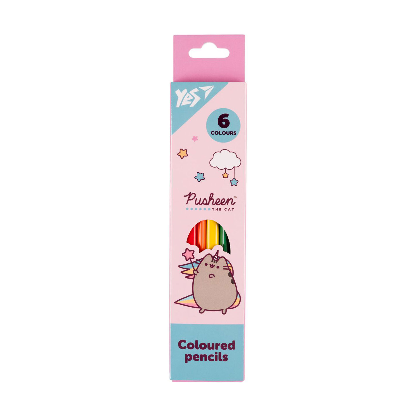 Набір кольорових олівців YES Pusheen рожево-бірюзовий, 6 кольорів (290725)