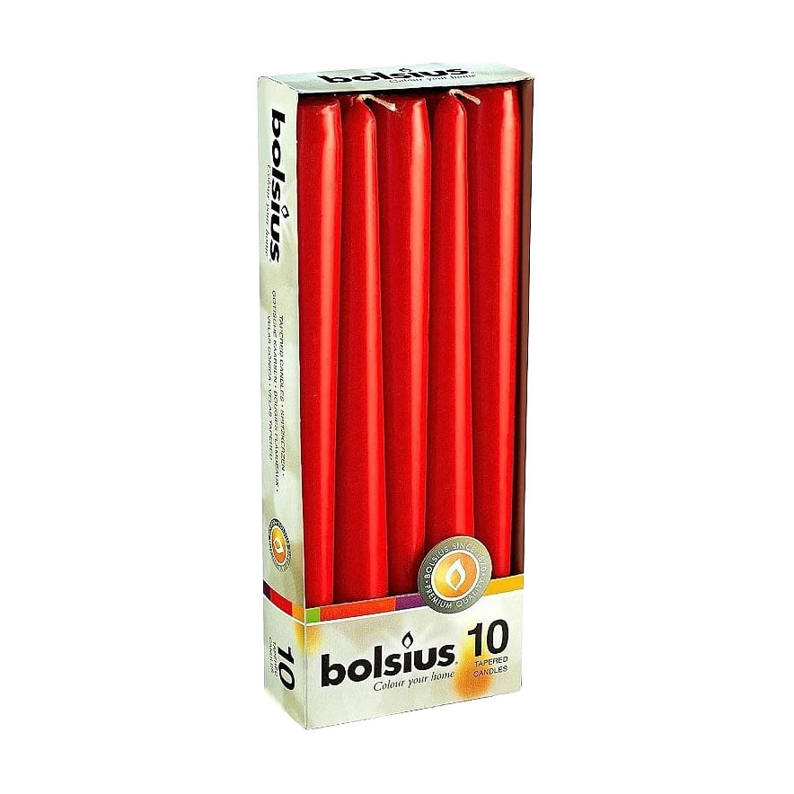 Набір конусних свічок Bolsius Червоний, 245*24 мм, 10 шт