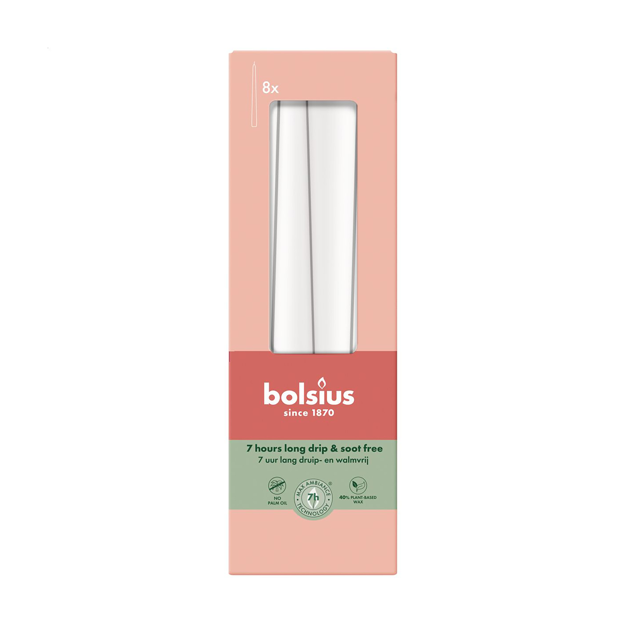 Набір конусних свічок Bolsius Essentials Хмарно-білий, 245*24 мм, 8 шт