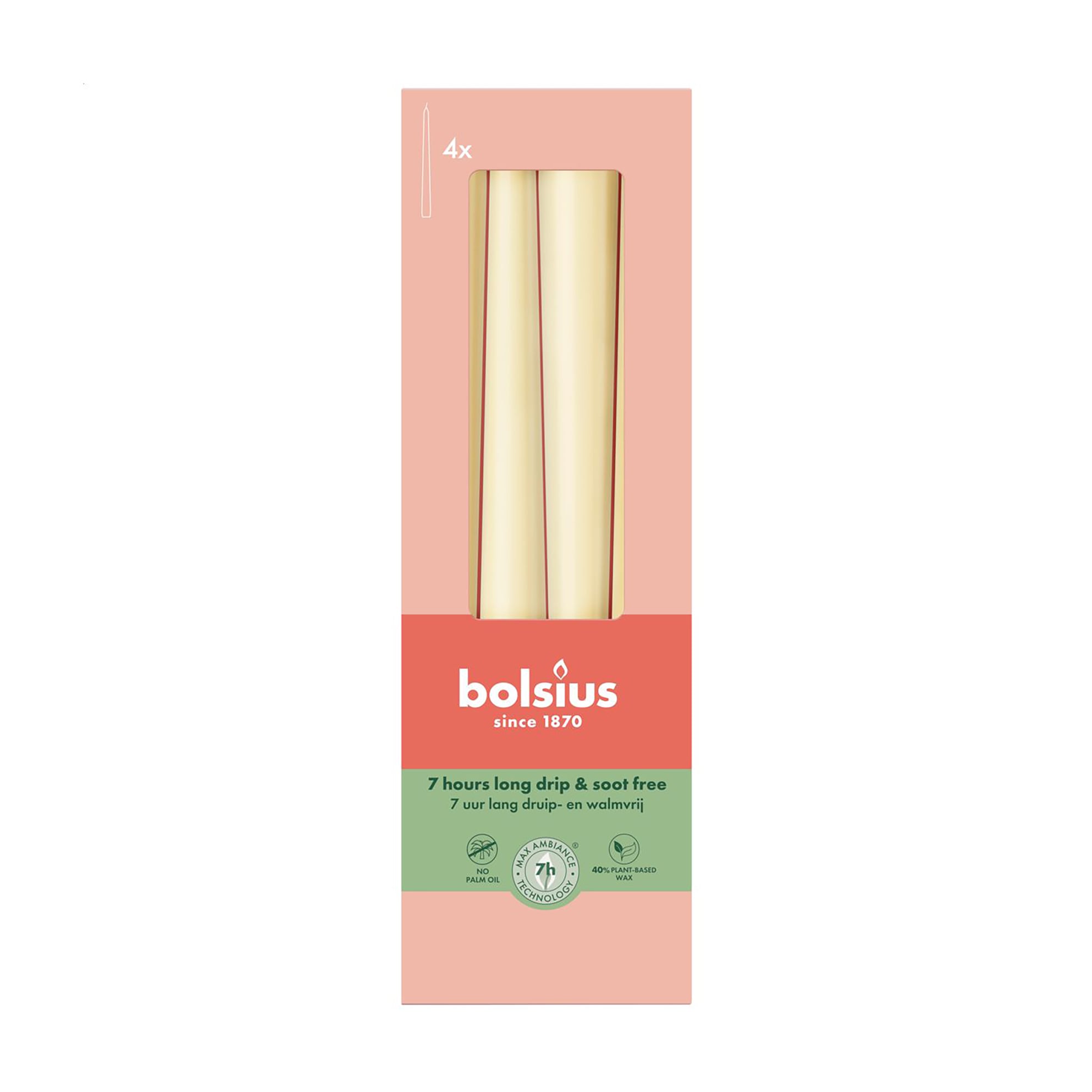Набір конусних свічок Bolsius Essentials Вівсяний бежевий, 245*24 мм, 4 шт