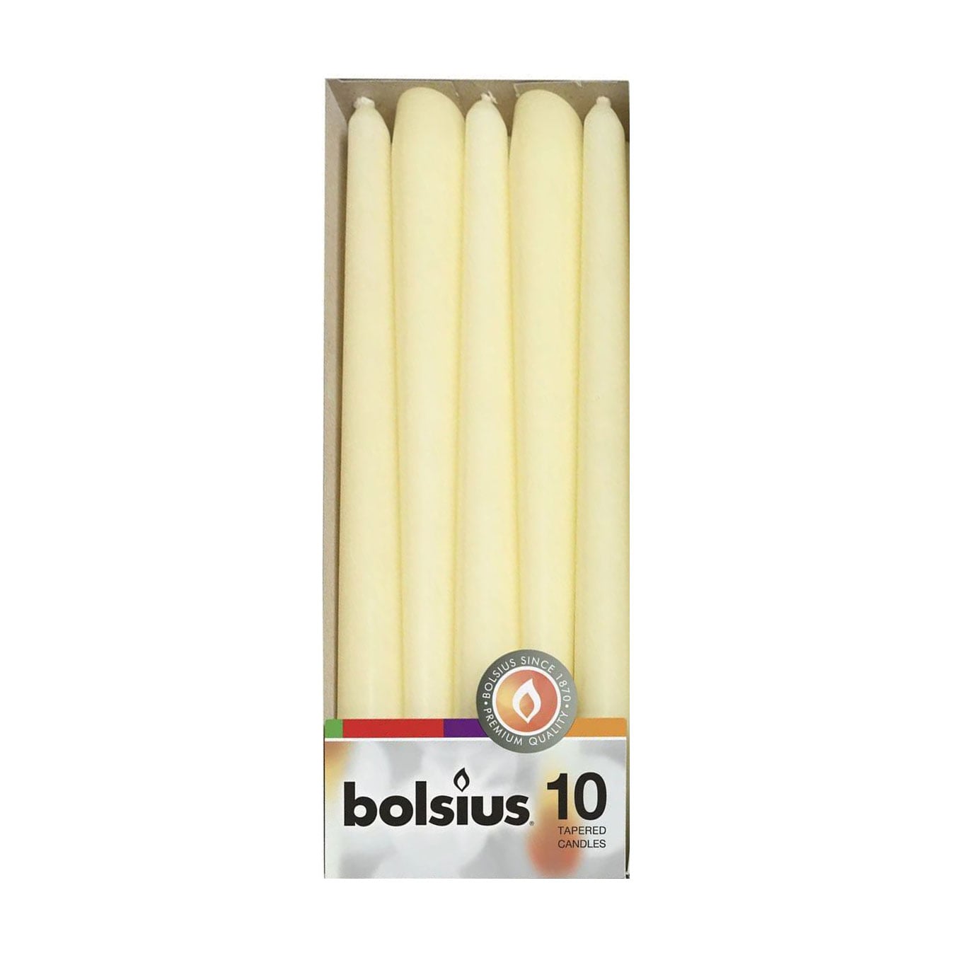 Набір конусних свічок Bolsius Кремовий, 245*24 мм, 10 шт