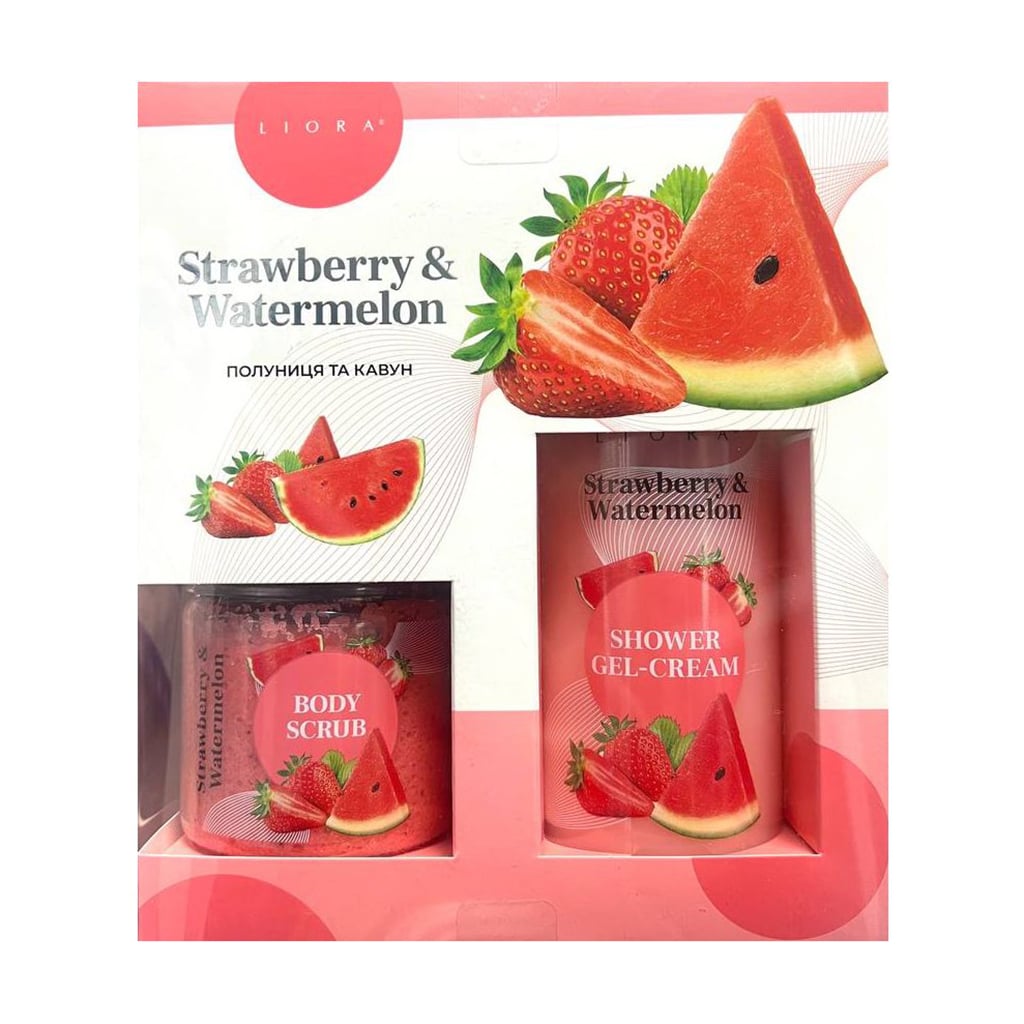 Набір косметичний для тіла Liora Strawberry &amp; Watermelon (гель-крем для душу, 250 мл + скраб, 150 мл)