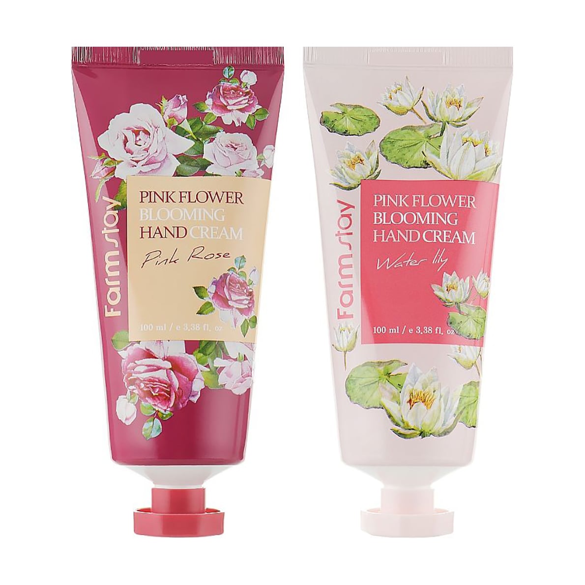 Набір кремів для рук FarmStay Pink Flower Blooming Hand Cream Водяна лілія та троянда, 2*100 мл