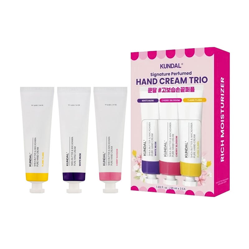 Набір кремів для рук Kundal Signature Perfumed Hand Cream Trio (White Musk, 50 мл + Cherry Blossom, 50 мл + Ylang Ylang, 50 мл)