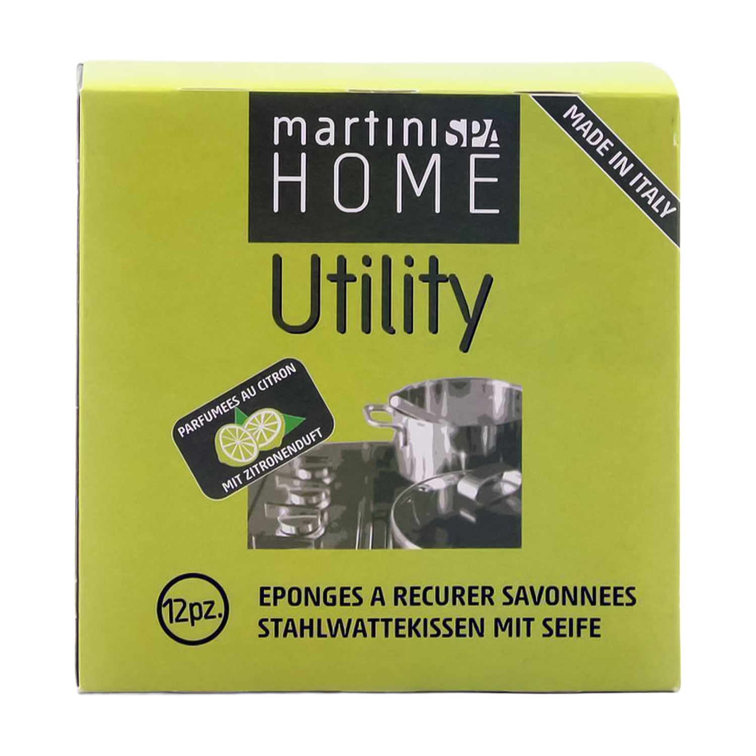 Набір кухонних губок MARTINI SPA Home Utility Soapy Steel Wool Scourers з ароматом лимона, 12 шт