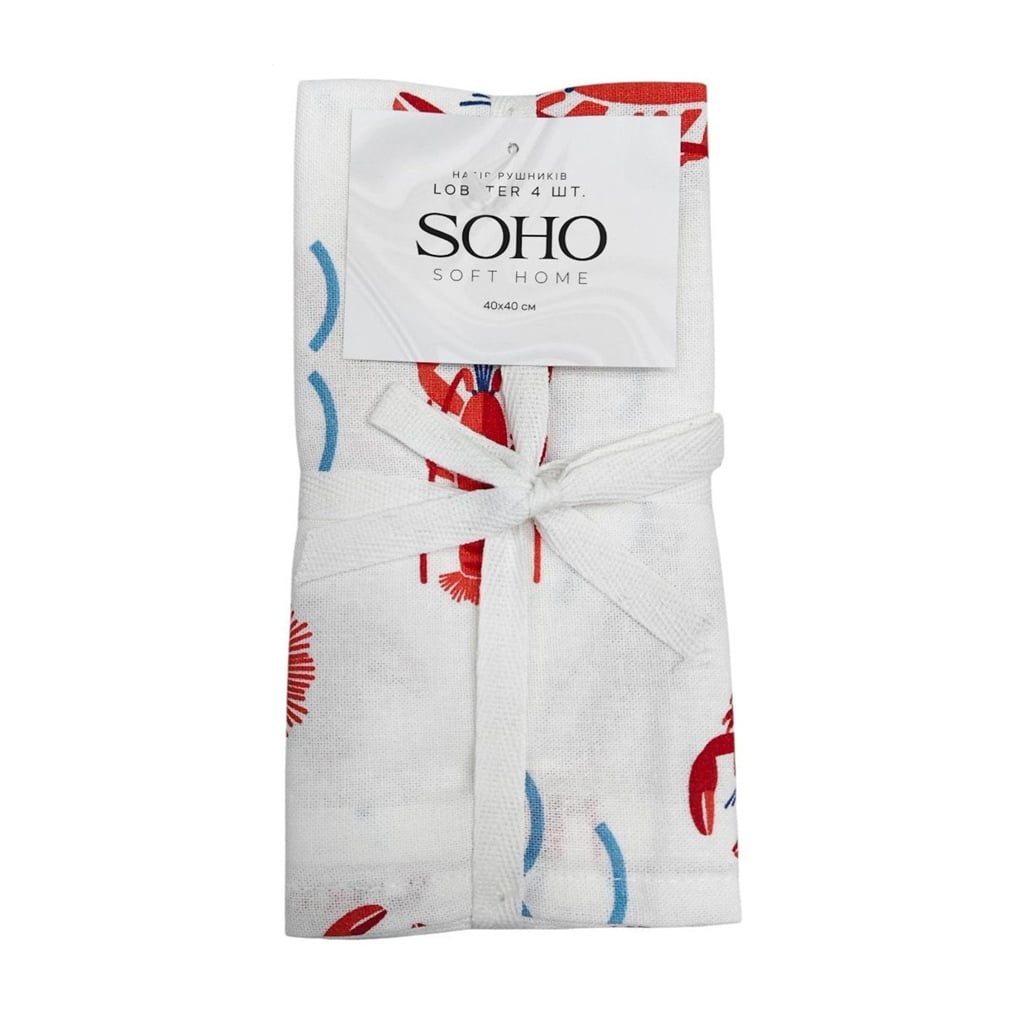 Набір кухонних рушників Soho Lobster, 40*40 см, 4 шт (7053740)