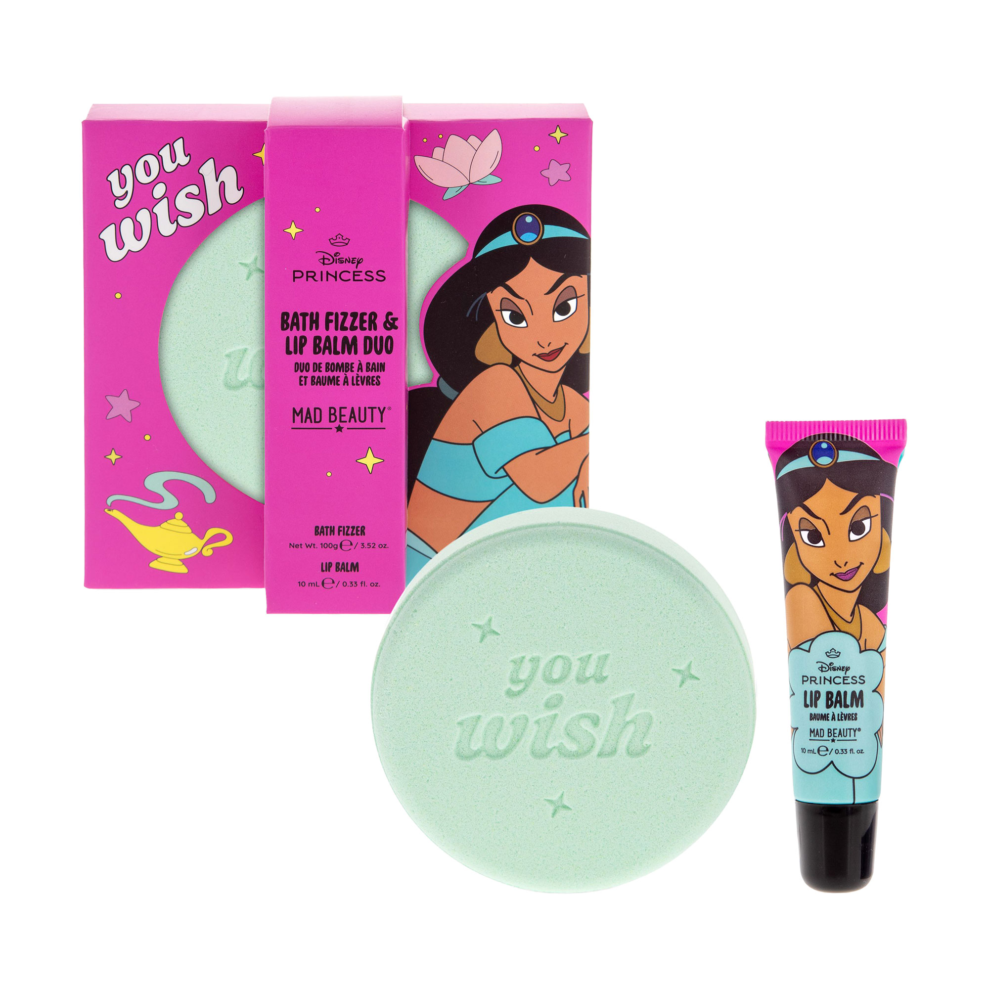 Набір Mad Beauty Disney Princess Bath Fizzer &amp; Lip Balm Duo, Jasmine (бомбочка для ванни, 100 г + бальзам для губ, 10 мл)