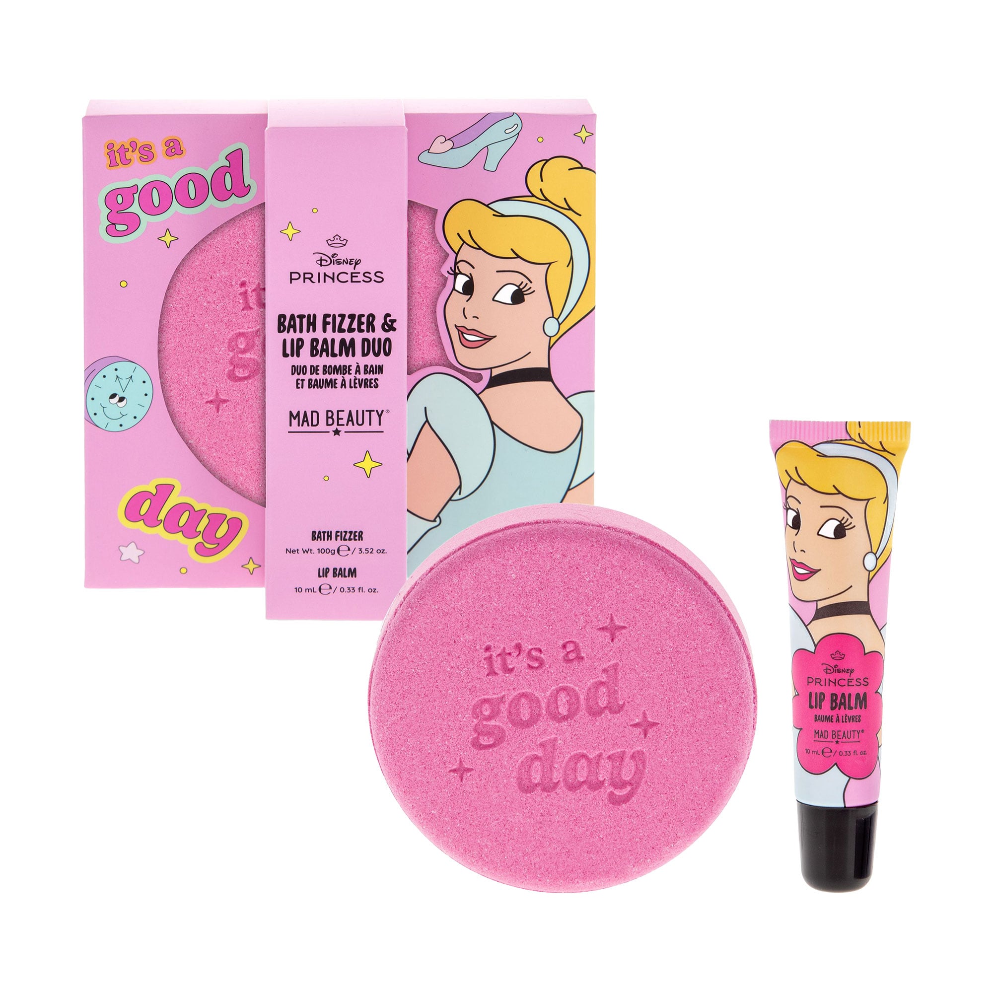 Набір Mad Beauty Disney Princess Bath Fizzer &amp; Lip Balm Duo, Cinderella (бомбочка для ванни, 100 г + бальзам для губ, 10 мл)