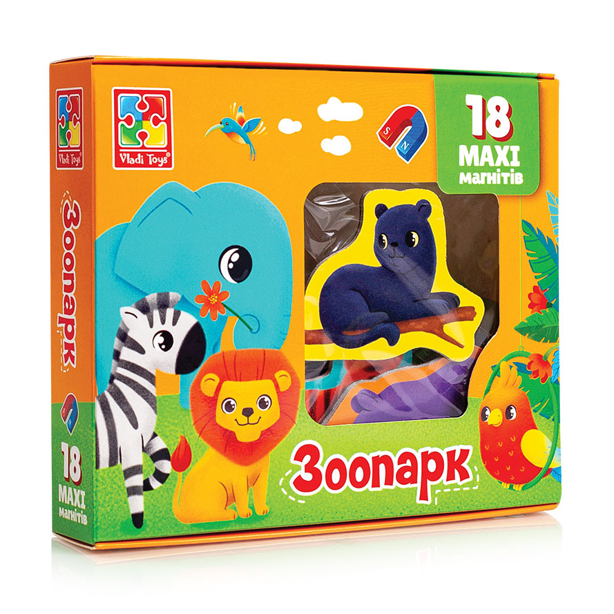 Набір магнітів Vladi Toys Зоопарк, 18 магнітів, від 3 років (VT3106-25)