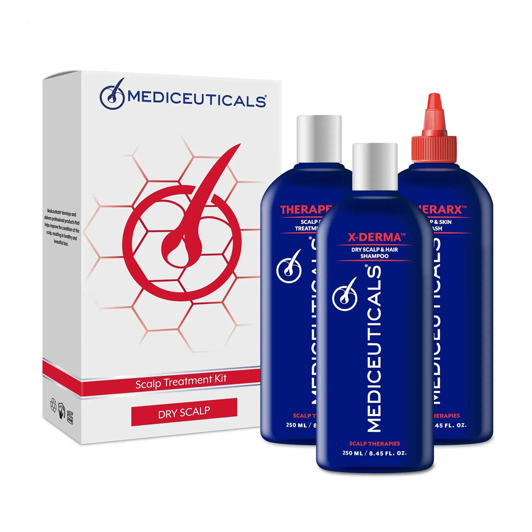 Набір Mediceuticals Scalp Treatment Kit Dry Scalp для сухої шкіри голови (шампунь, 250 мл + кондиціонер, 250 мл + очищувальний догляд, 250 мл)