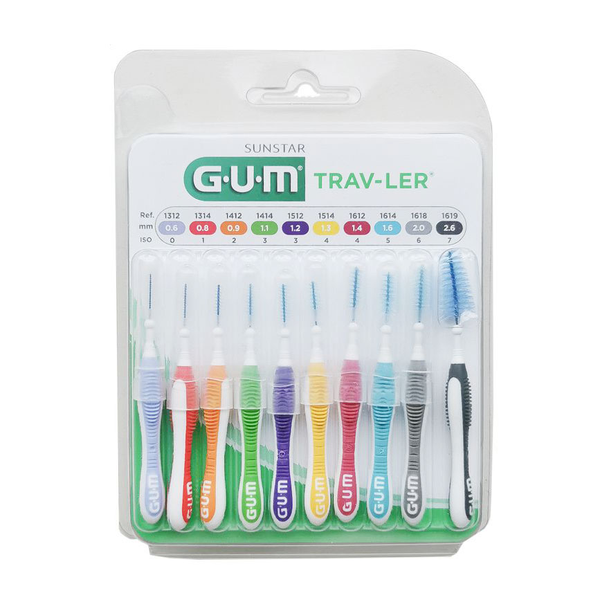 Набір міжзубних щіток GUM Trav-Ler 0.6-2.6 мм, різнокольорові, 10 шт