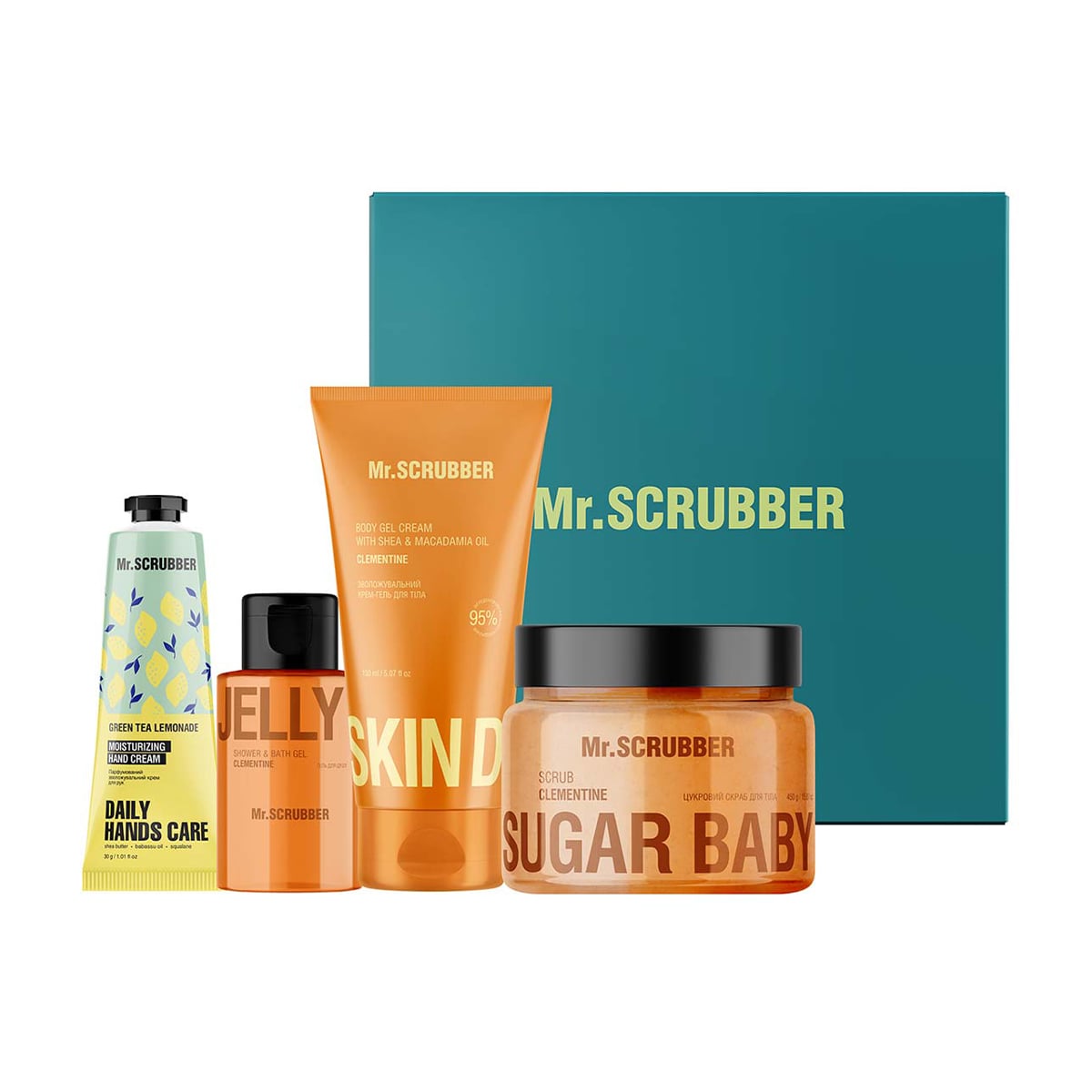 Набір Mr.Scrubber Orange Care (скраб, 450 г + крем-гель, 150 мл + крем для рук, 30 г + гель для душу, 100 мл)