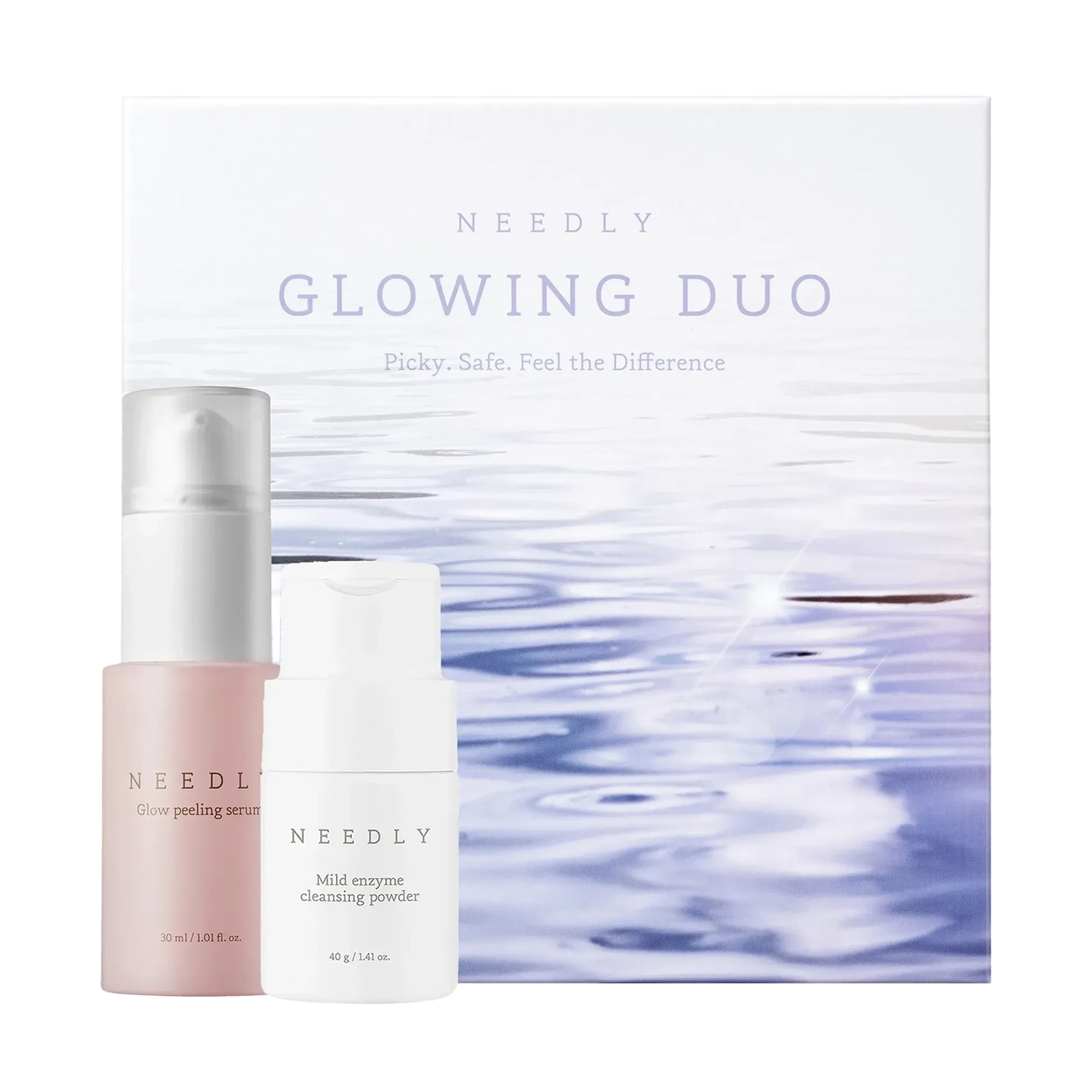 Набір Needly Glowing Duo для м'якого очищення та освітлення шкіри обличчя (ензимна пудра, 40 г + сироватка, 30 мл)