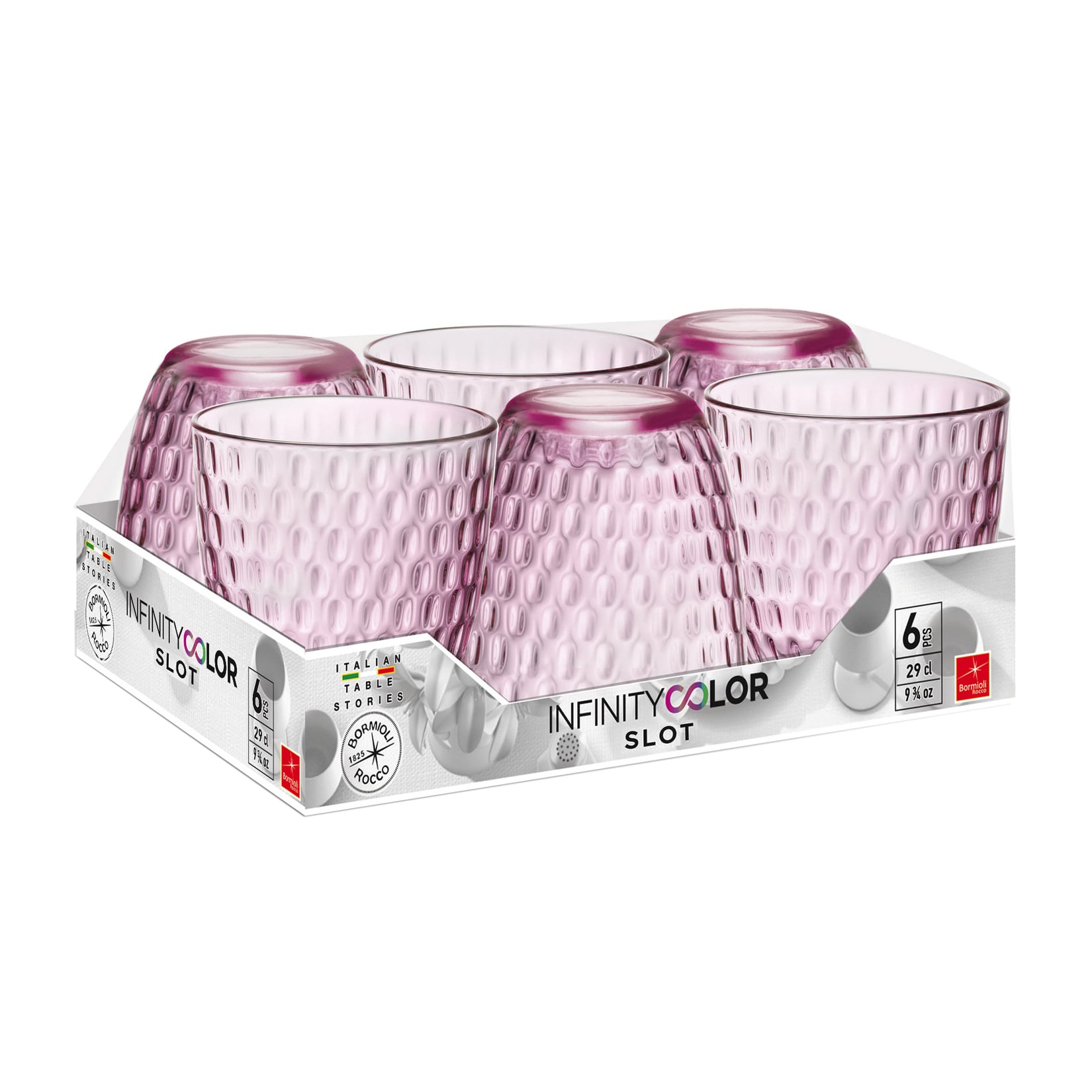 Набір низьких склянок Bormioli Rocco Slot Lilac Rose, 6*290 мл (580505VNA021990)