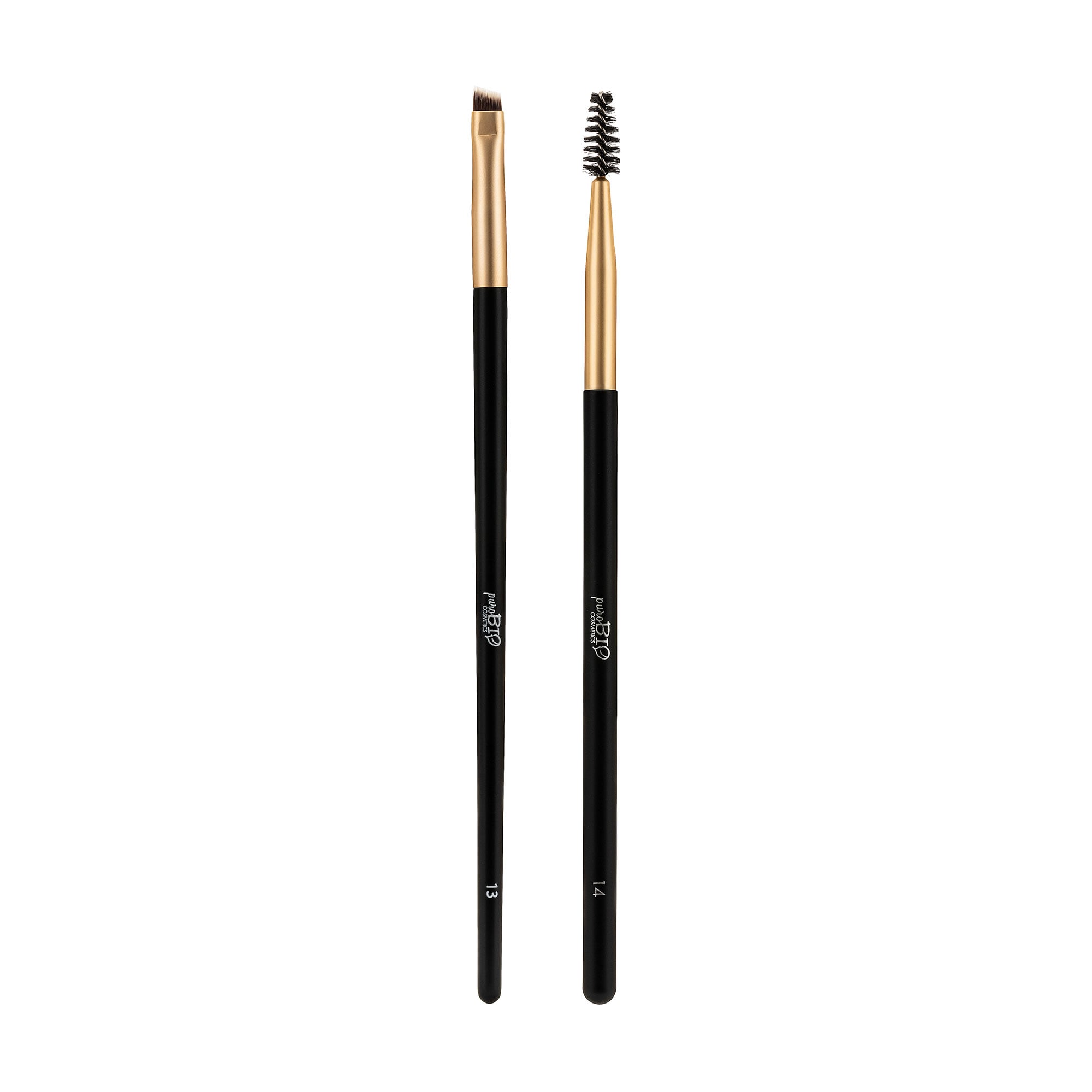 Набір пензлів для брів PuroBio Cosmetics Brush No 13, синтетичний ворс, 2 шт