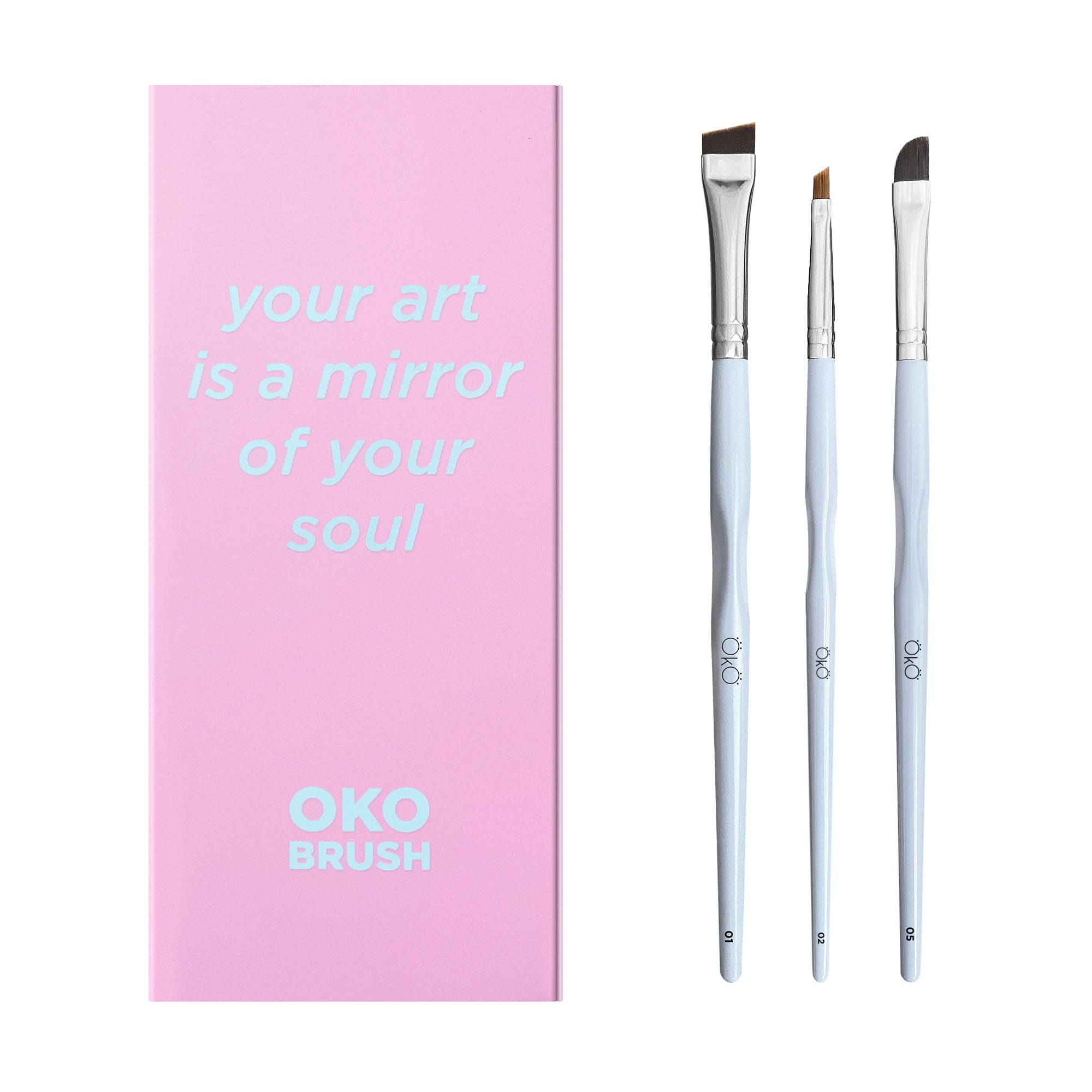 Набір пензликів для макіяжу OkO Lash &amp; Brow Your Art Is A Mirror Of Your Soul, 3 шт
