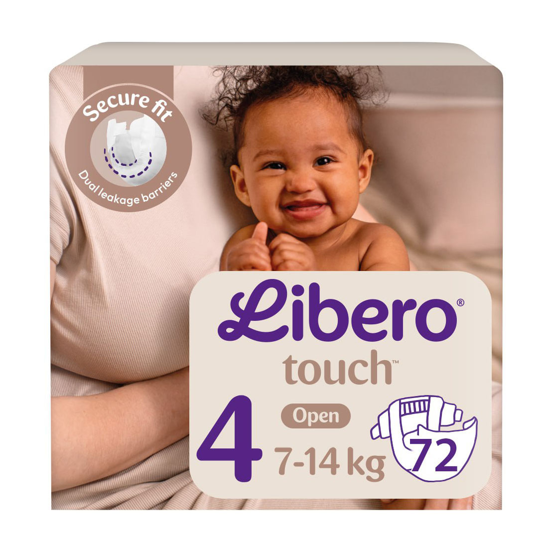 Набір підгузків Libero Touch розмір 4 (7-14 кг), 2*36 шт