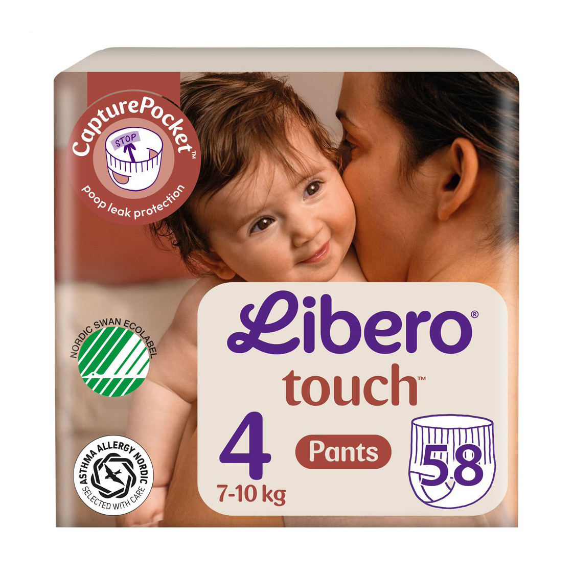 Набір підгузків-трусиків Libero Touch Pants розмір 4 (7-10 кг), 2*29 шт