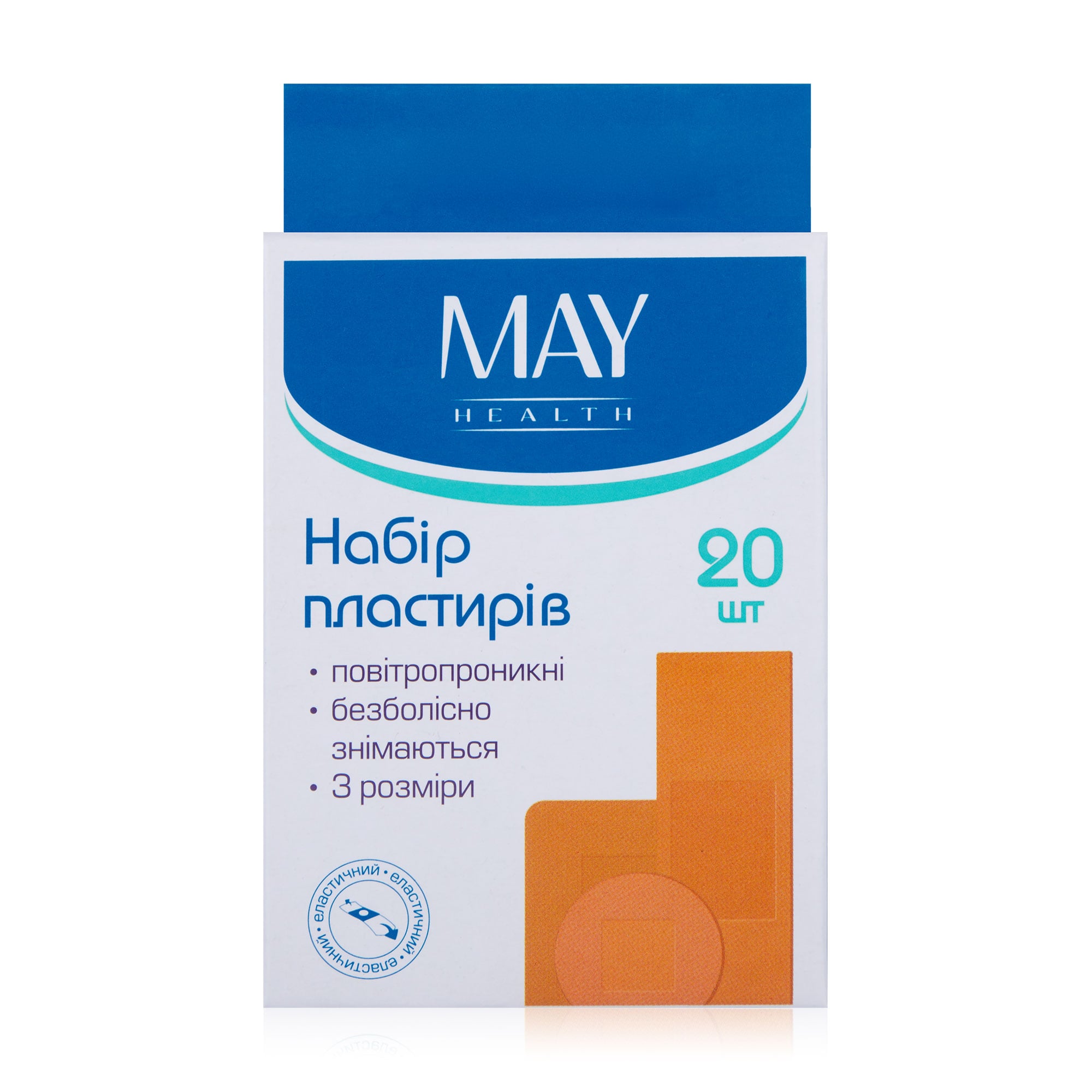 Набір пластирів різних розмірів MAY Health, 20 шт