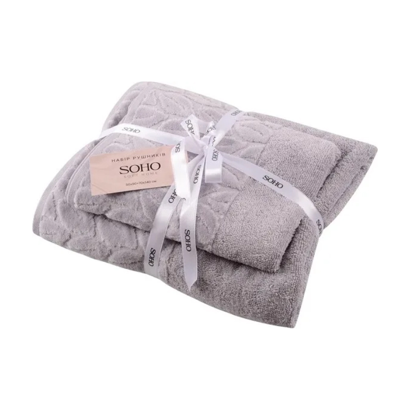 Набір рушників Soho Leaves Light Gray (50*90 см, 1 шт + 70*140 см, 1 шт)