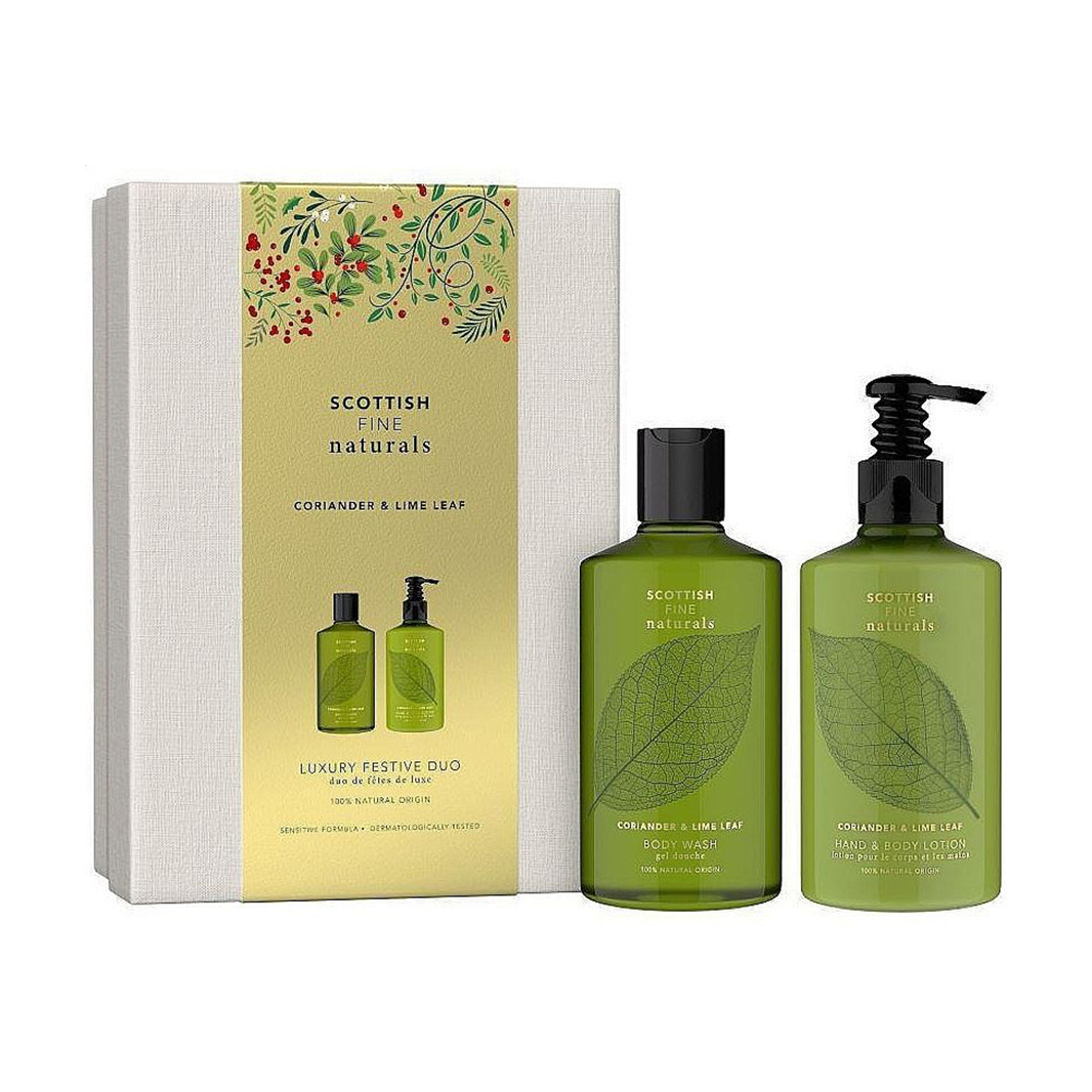 Набір Scottish Fine Soaps Naturals Coriander &amp; Lime Leaf Luxury Festive Duo (гель для душу, 300 мл + лосьйон для рук та тіла, 300 мл)