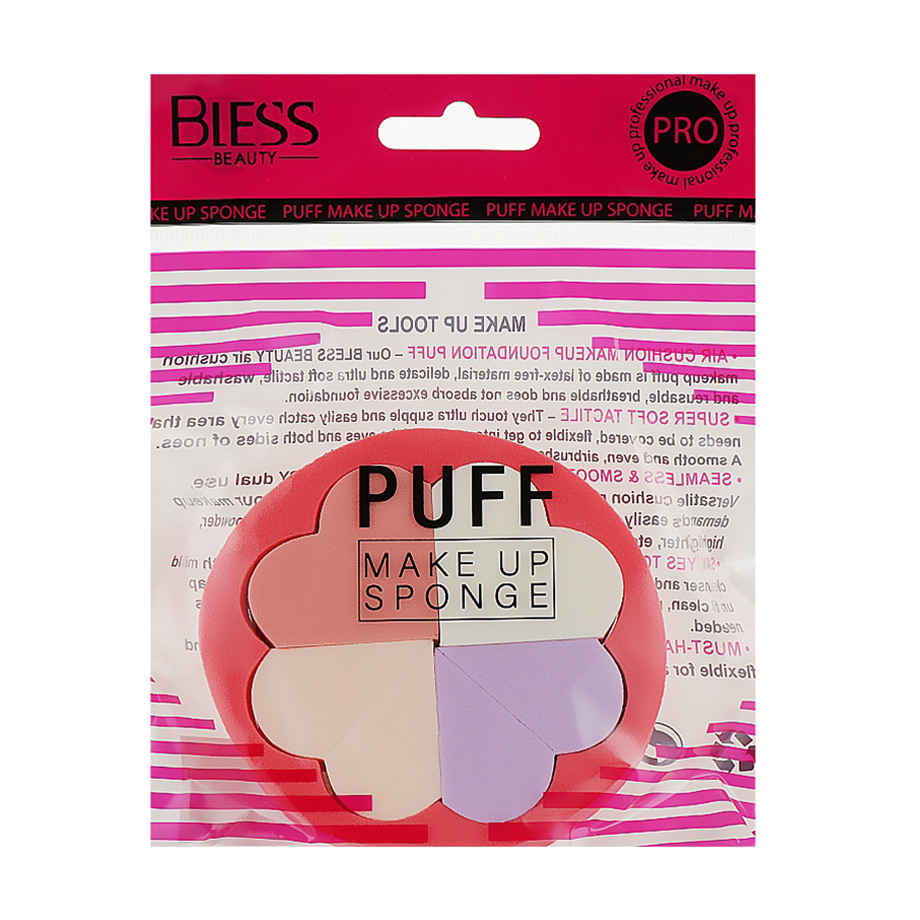 Набір спонжів для макіяжу Bless Beauty Puff Make Up Sponge 8 в 1, сердечко, 8 шт