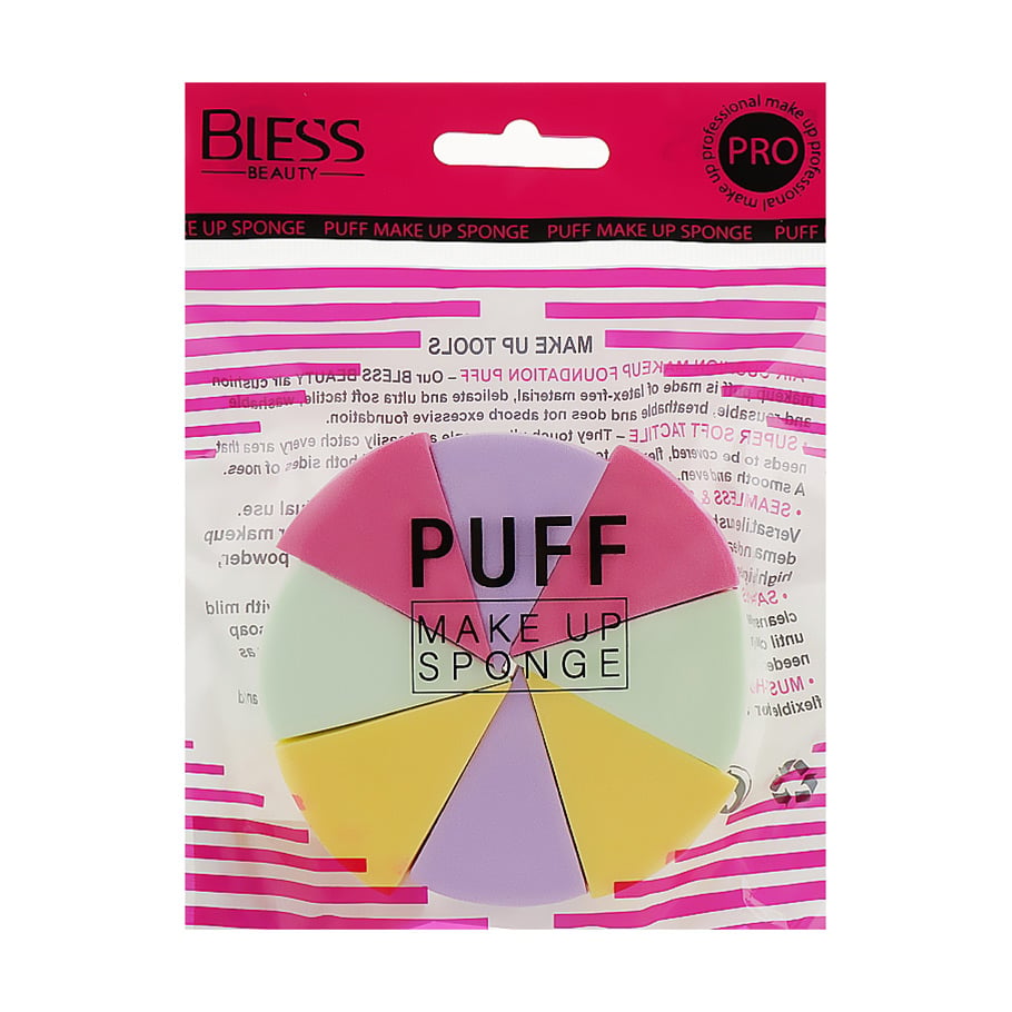 Набір спонжів для макіяжу Bless Beauty Puff Make Up Sponge 8 в 1, трикутник, 8 шт