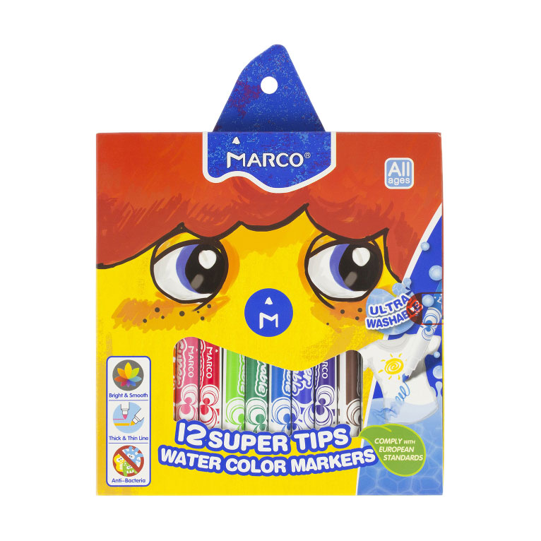 Набір водяних фломастерів Marco Ultra Washable, 12 кольорів (1630-12CB)