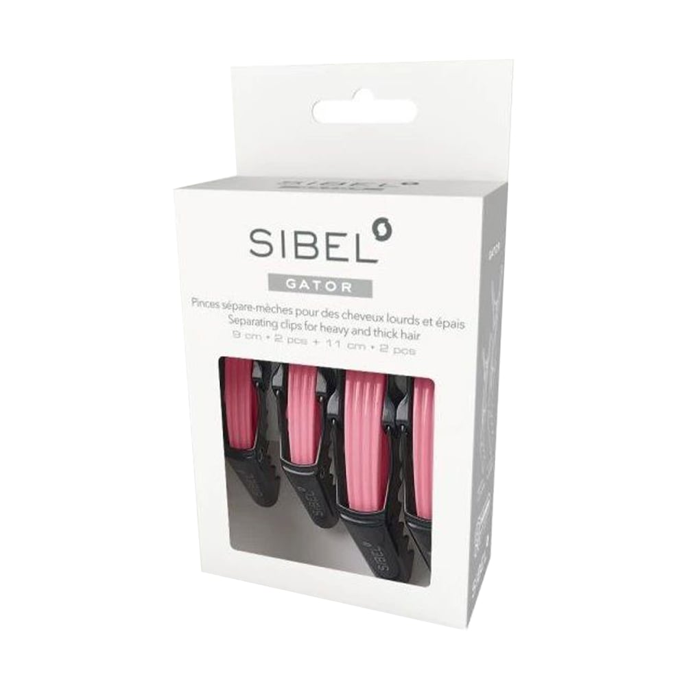 Набір затискачів для волосся Sibel Gator Clips  Pink 2XL + 2S рожевий, (11 см, 2 шт + 9 см, 2 шт) (934094208)
