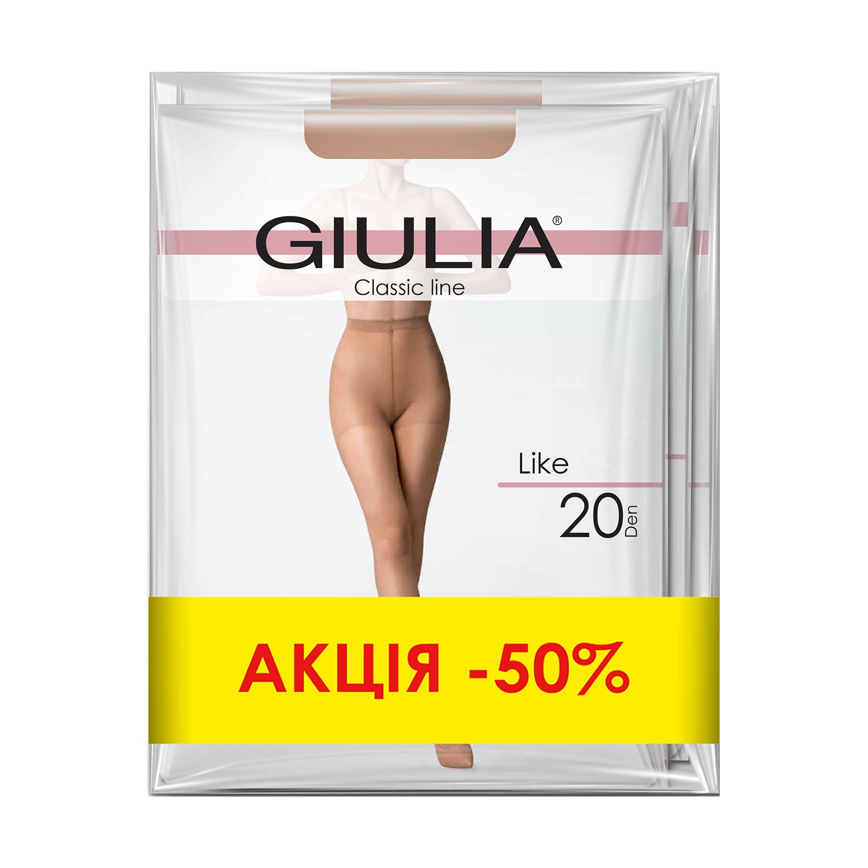 Набір жіночих колготок Giulia Like 20 DEN, Caramel, розмір 2, 3 пари