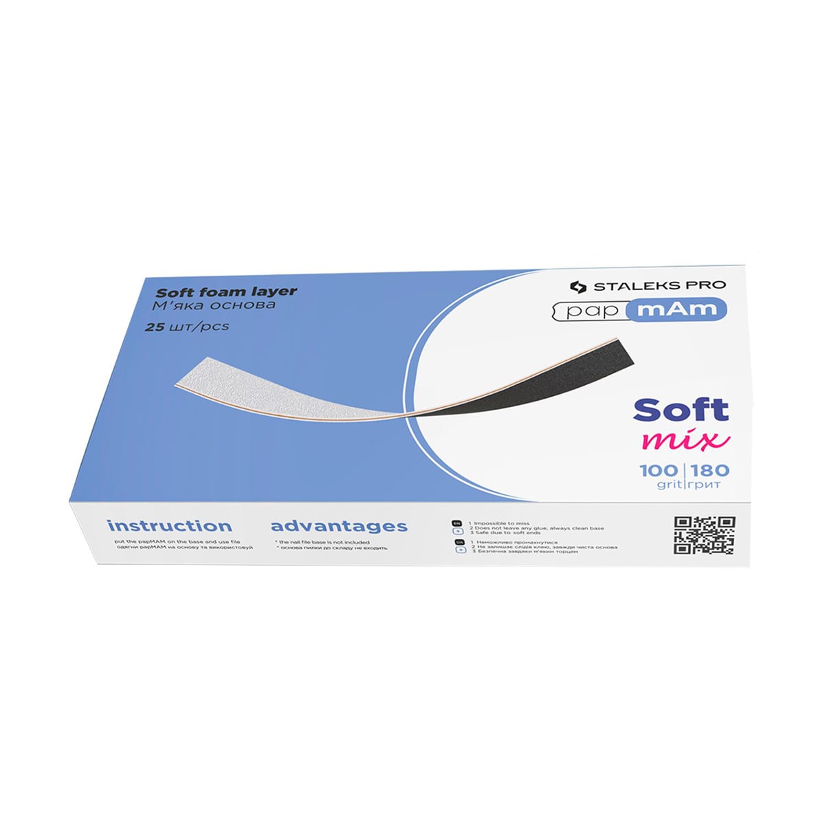 Набір змінних абразивів для пилки-основи Staleks Pro PapmAm Soft Mix 100/180 грит, 25 шт