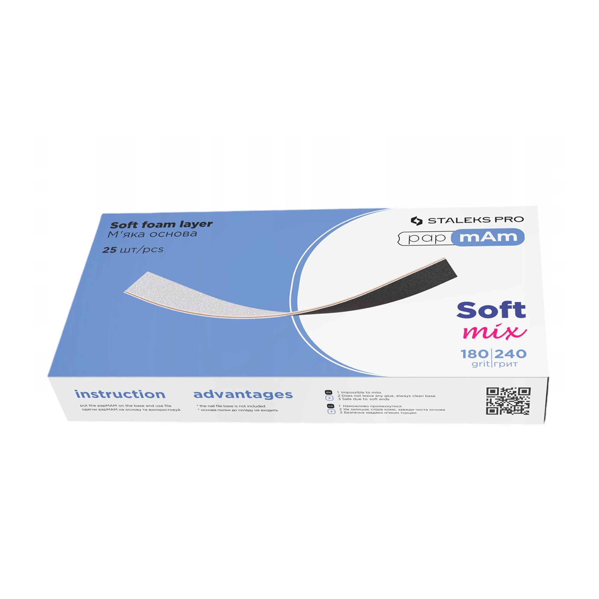 Набір змінних абразивів для пилки-основи Staleks Pro PapmAm Soft Mix 180/240 грит, 25 шт