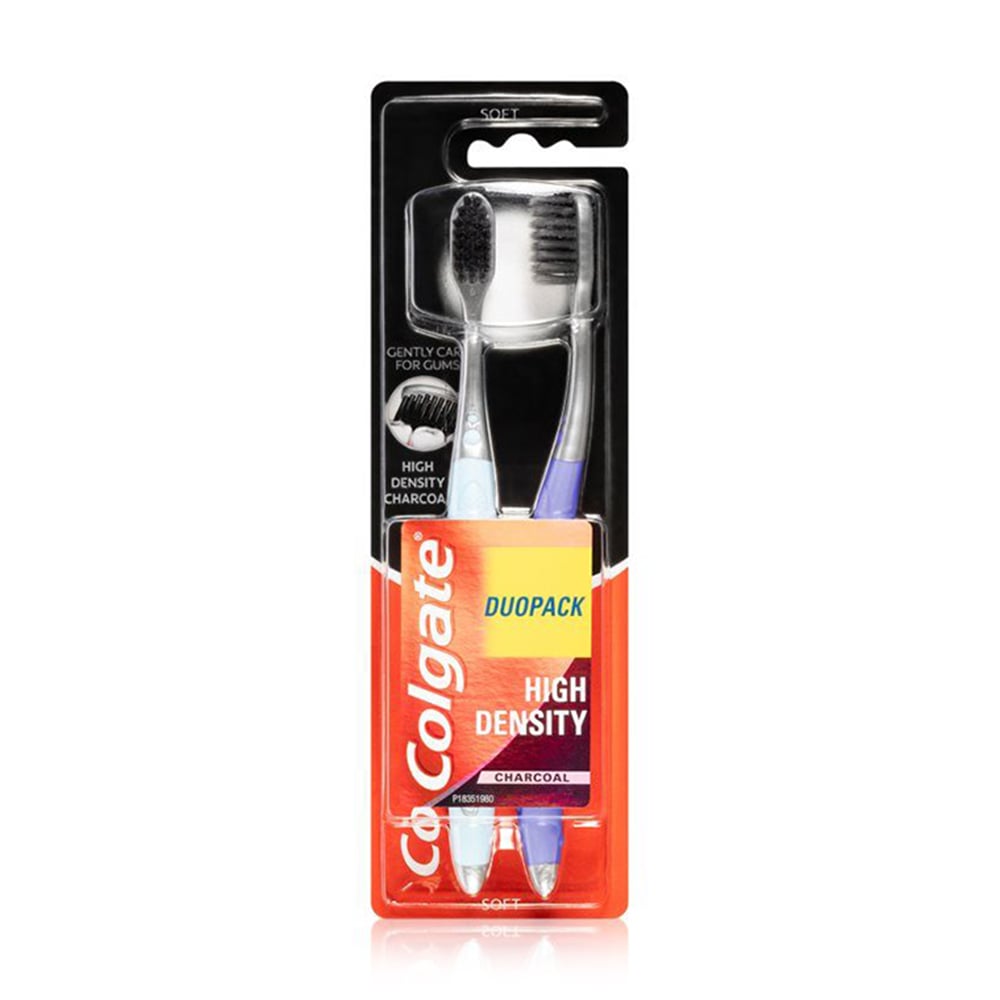 Набір зубних щіток Colgate High Density Чорне вугілля, м'яка, 2 шт