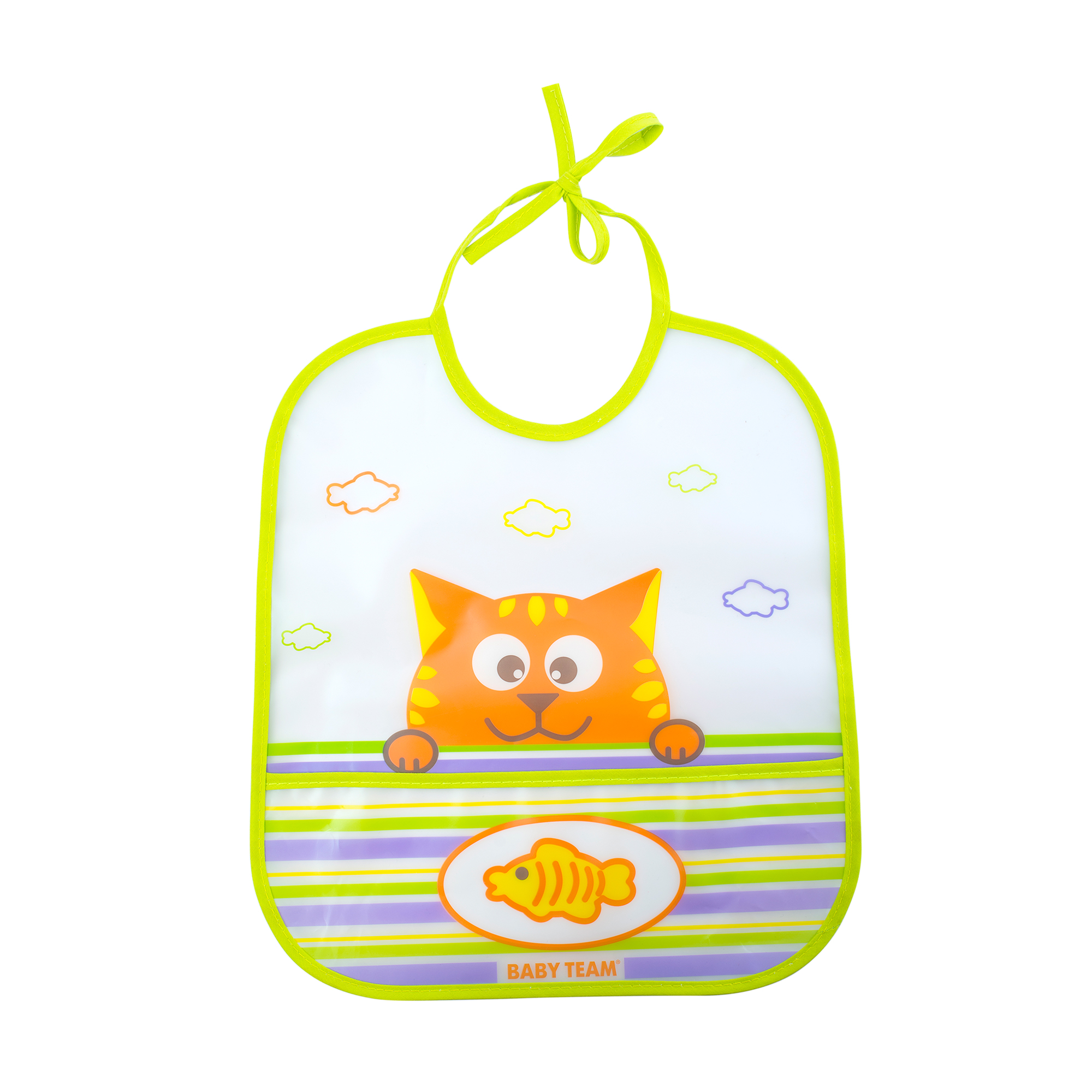Нагрудник Baby Team Котик, вологонепроникний, від 6 місяців (6503)