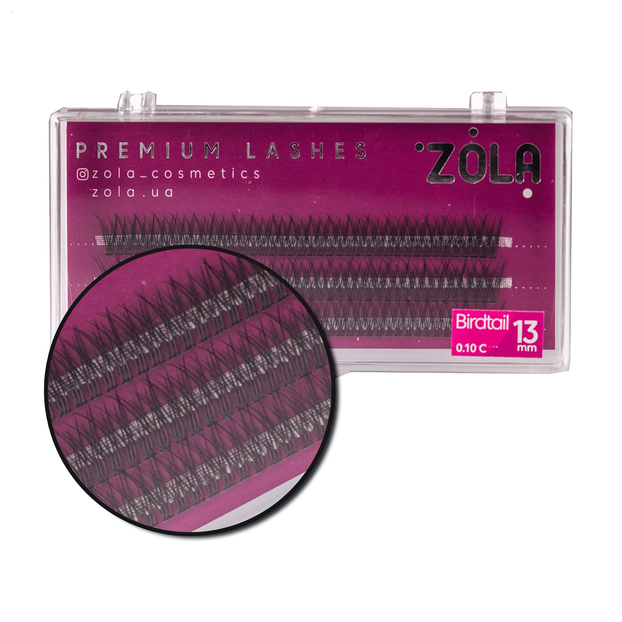 Накладні вії пучкові Zola Premium Lashes Birdtail, C 0.10, 13 мм