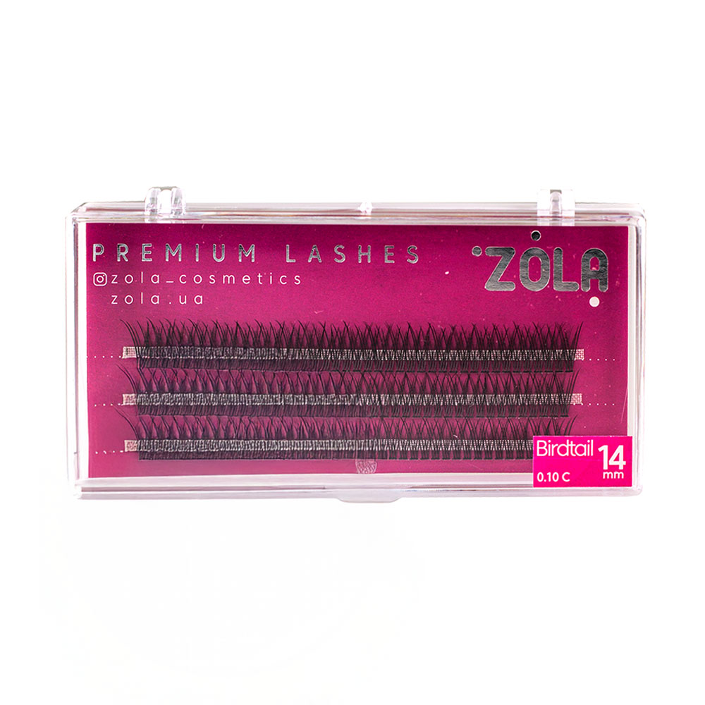 Накладні вії пучкові Zola Premium Lashes Birdtail, C 0.10, 14 мм