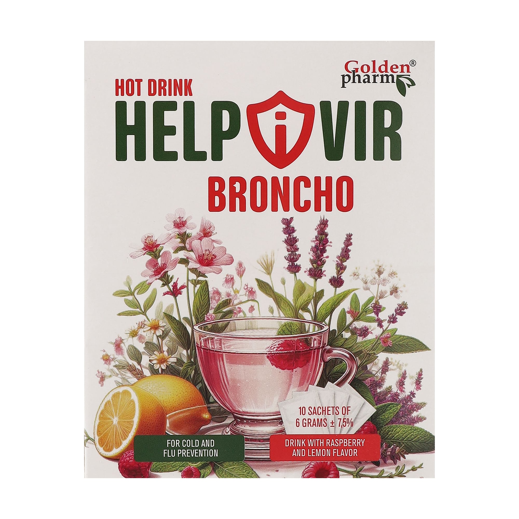 Напій при застуді Golden Pharm Helpvir Broncho, 10 шт