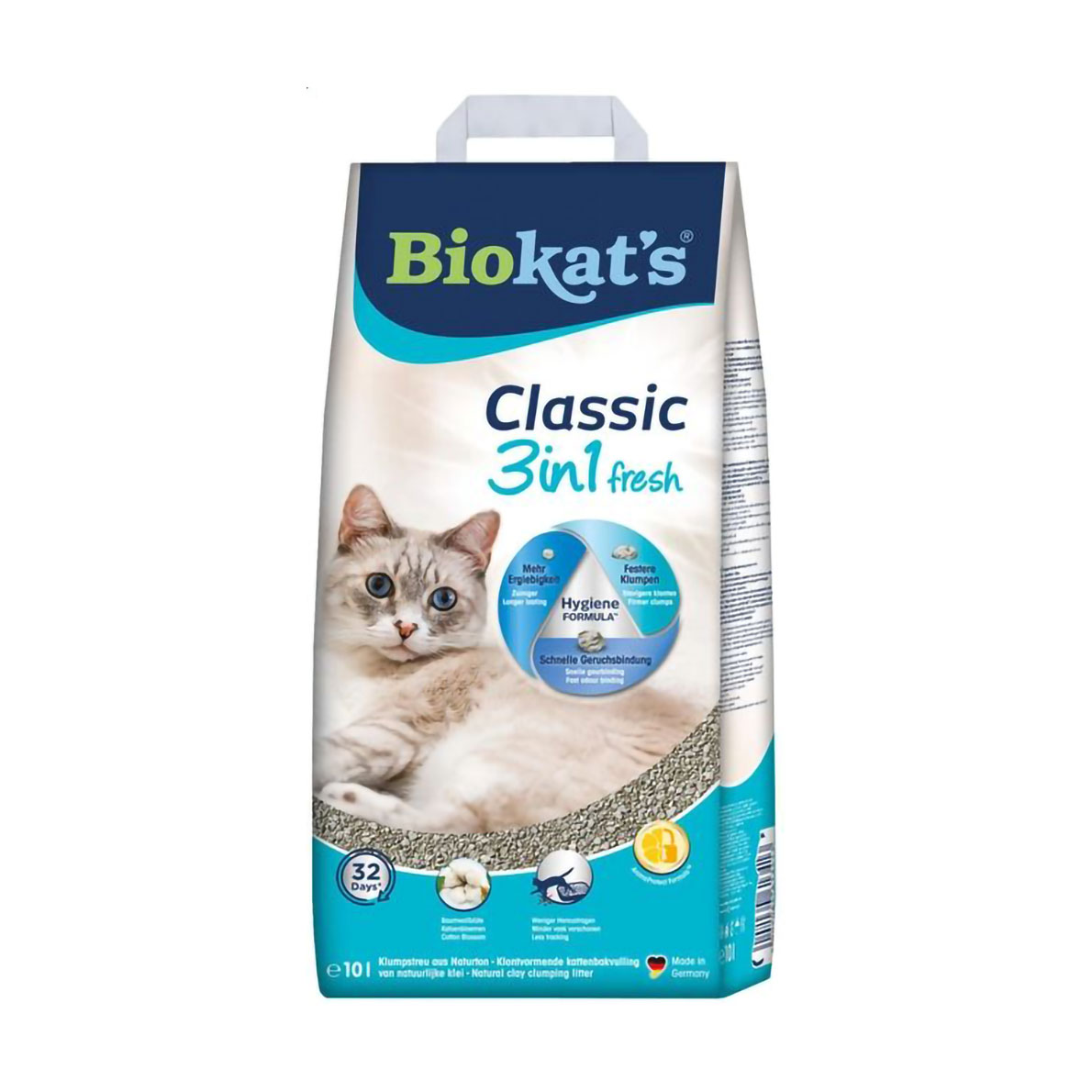 Наповнювач туалетів для кішок Biokat's Classic Fresh 3 In 1 Cotton Blossom бентонітовий, 10 л