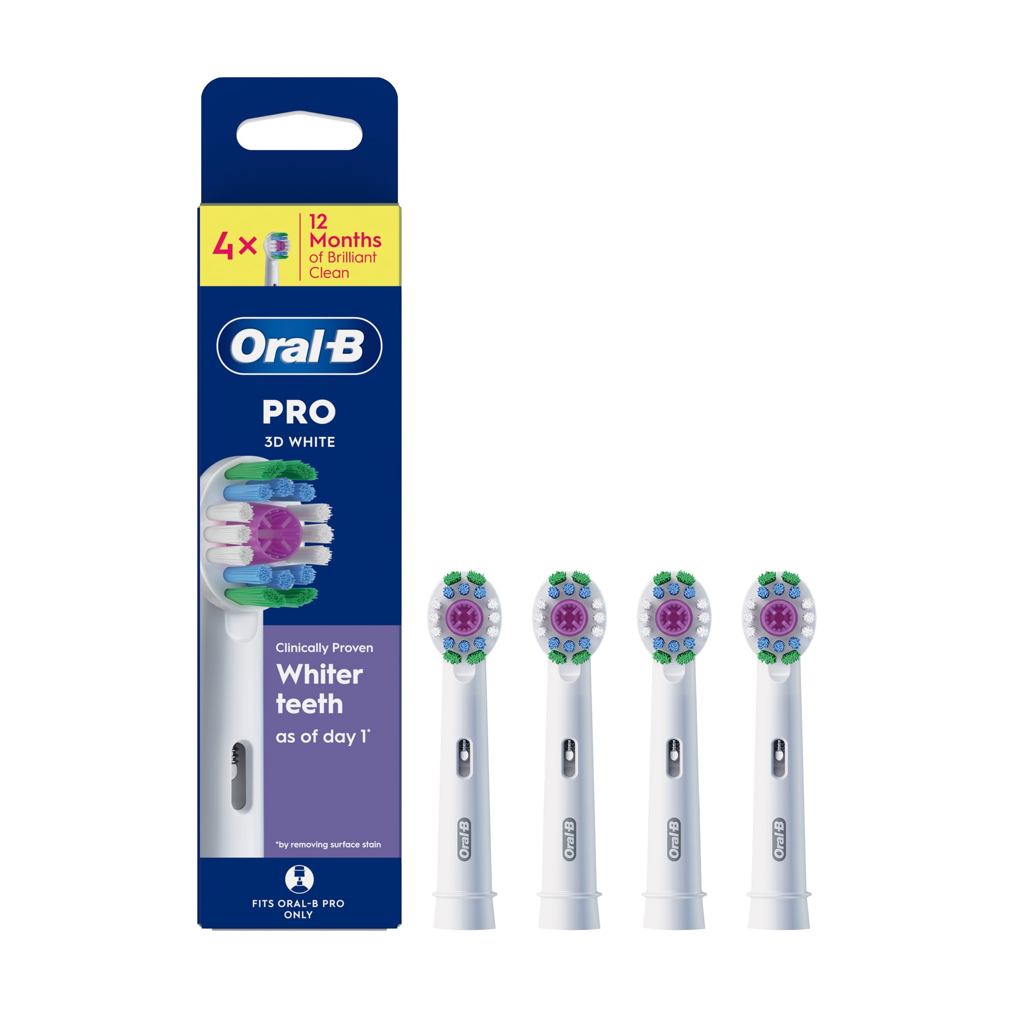 Насадки для електричної зубної щітки Oral-B Pro 3D White, 4 шт