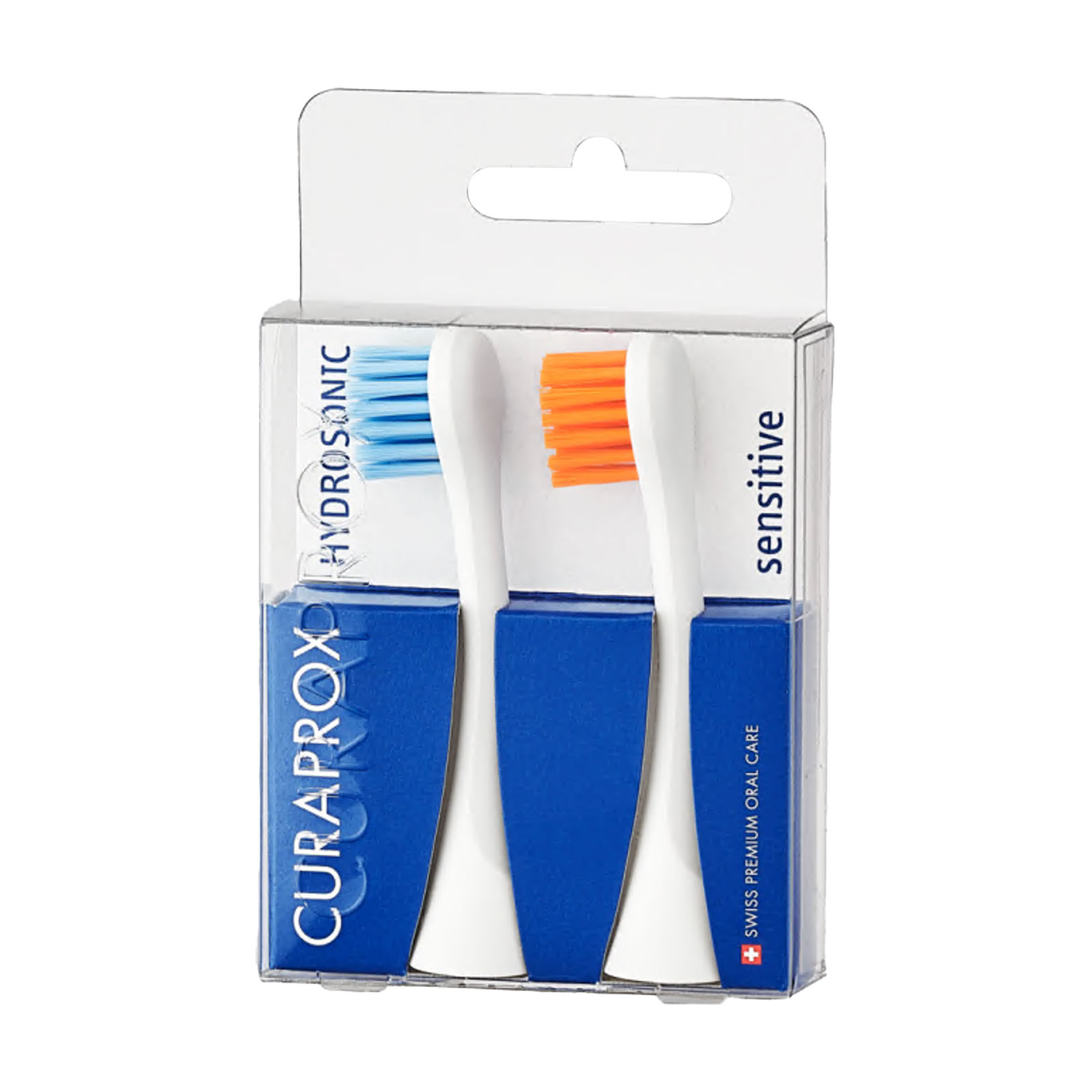 Насадки для звукової електричної зубної щітки Curaprox Hydrosonic Sensitive, Blue-Orange, 2 шт
