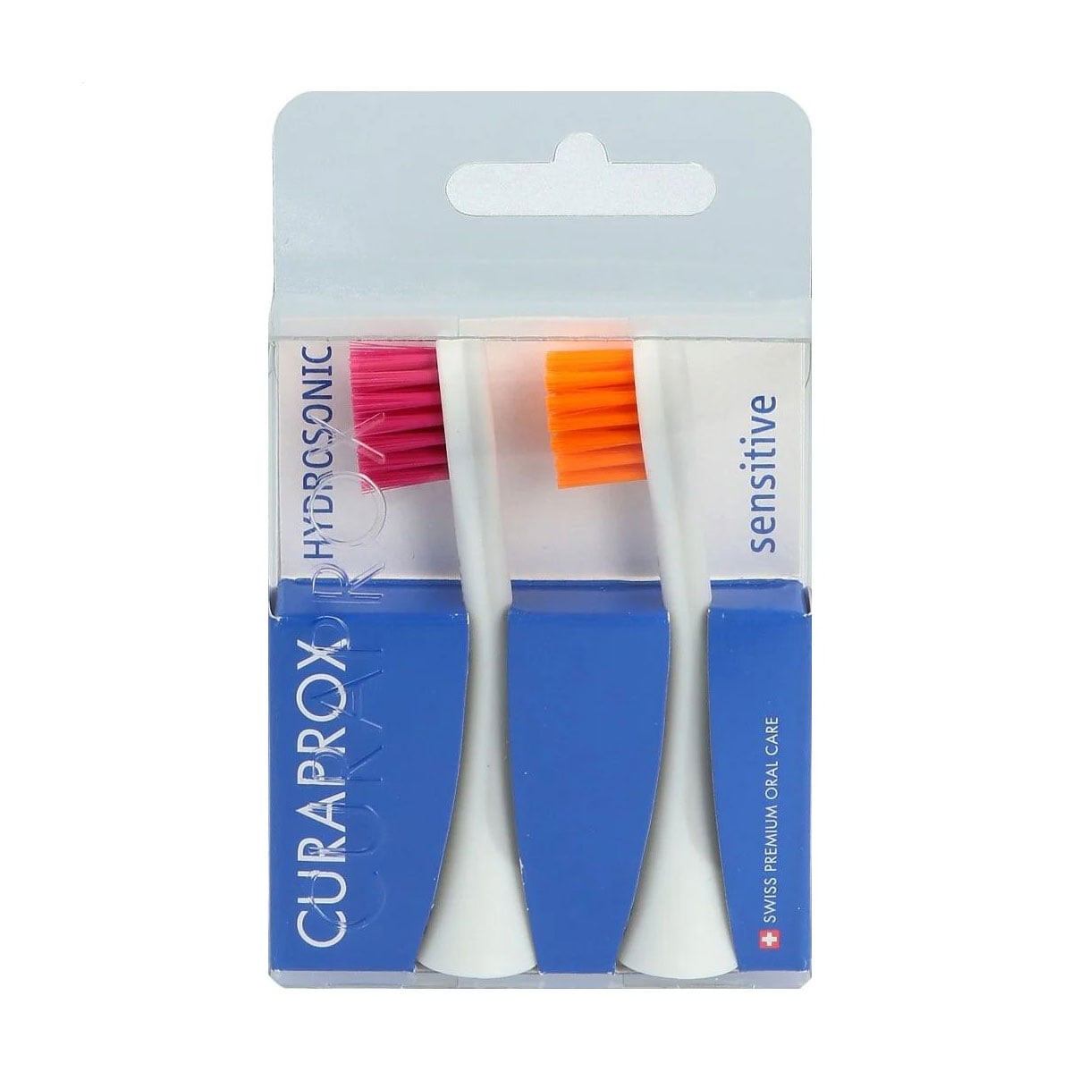 Насадки для звукової електричної зубної щітки Curaprox Hydrosonic Sensitive, Magenta-Orange, 2 шт