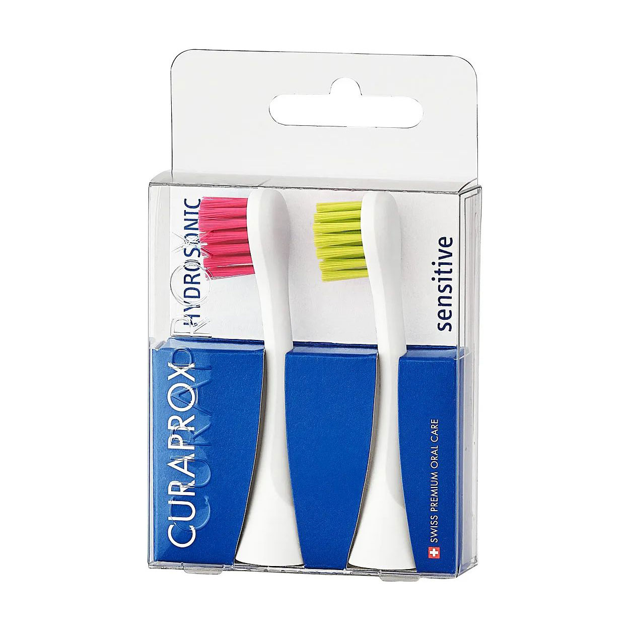 Насадки для звукової електричної зубної щітки Curaprox Hydrosonic Sensitive, Magenta-Green, 2 шт