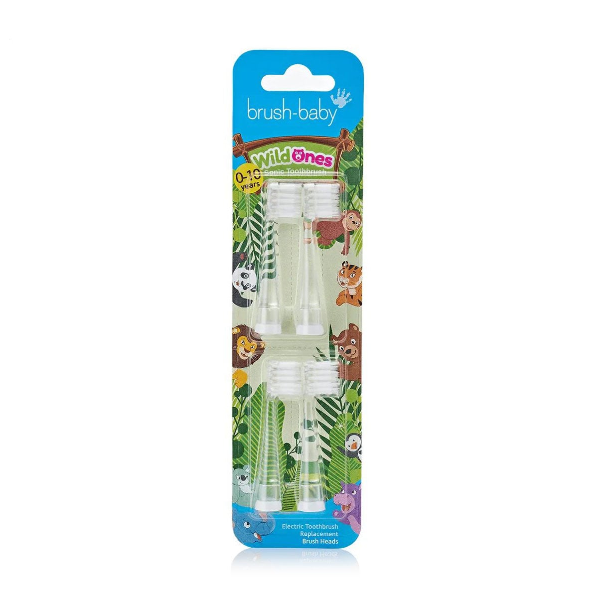 Насадки до дитячої електричної зубної щітки Brush-Baby WildOnes Replacement Brush Heads для 0-10 років, 4 шт