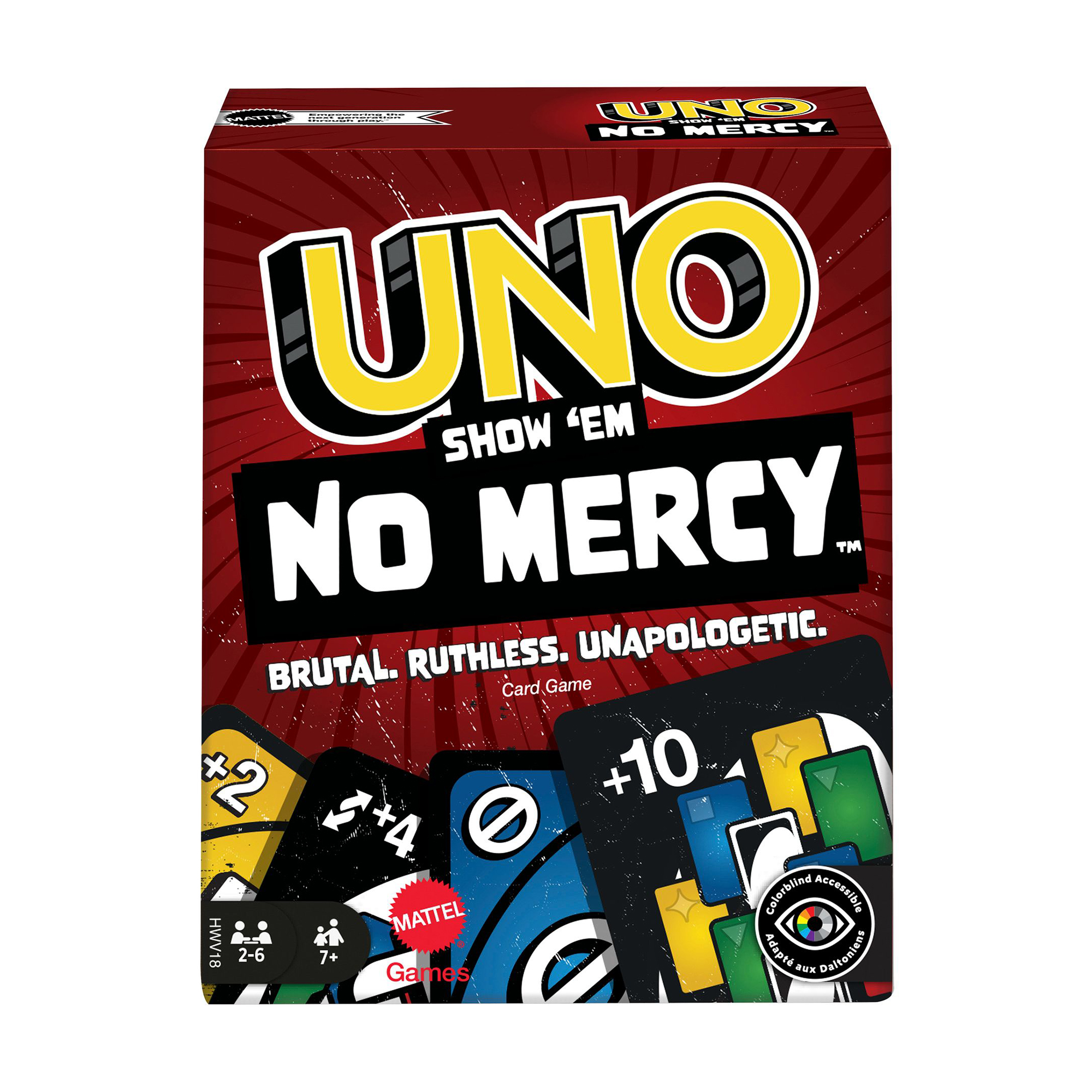 Настільна гра Mattel Games Uno Без вибачень, від 7 років, 168 карток, 4*10*12 см (HWV18)