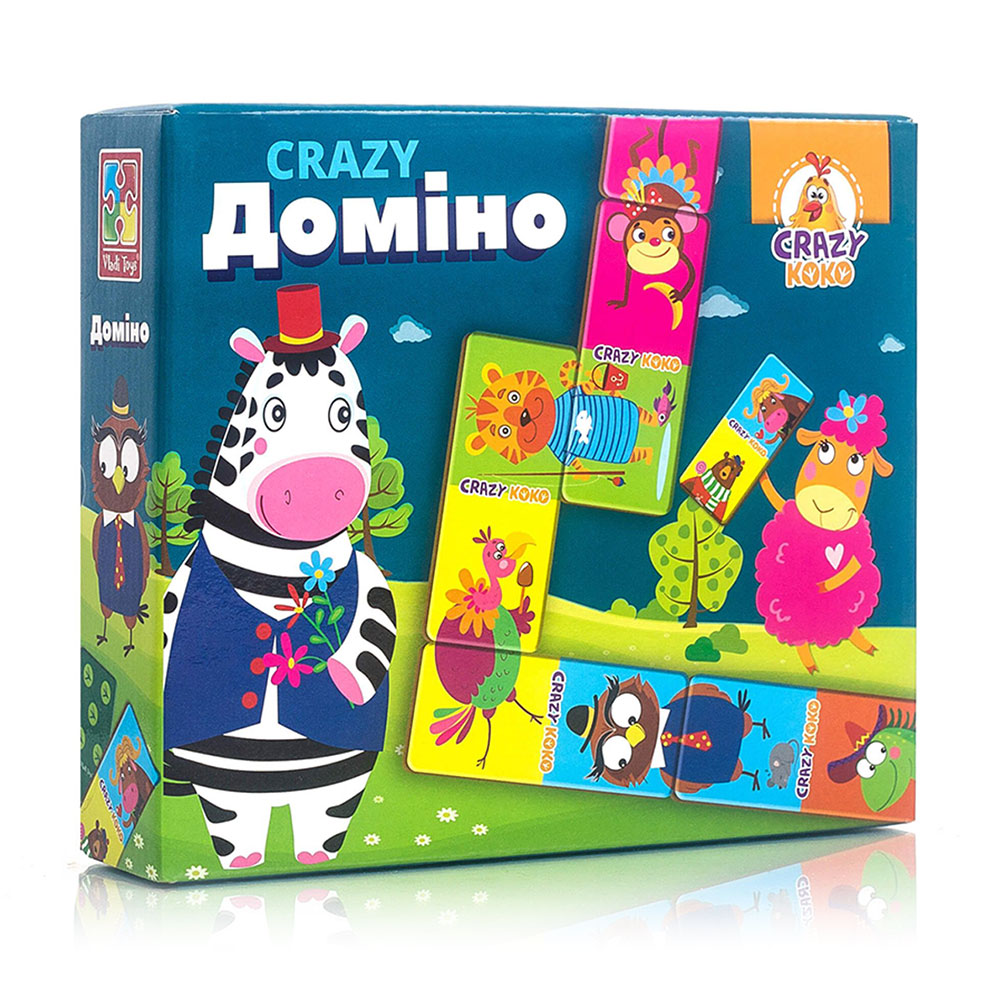 Настільна гра Vladi Toys Crazy Доміно, українською мовою, 29 деталей, від 5 років (VT8055-10)