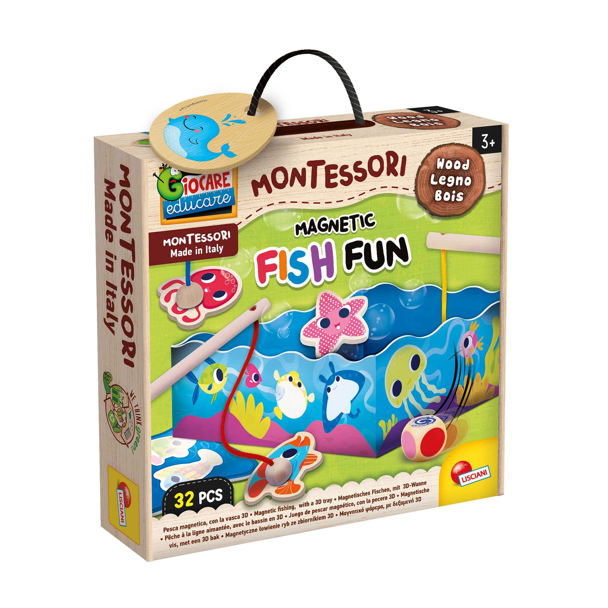 Настільна магнітна гра LISCIANI Montessori Magnetic Fish Fun Риболовля, від 3 років, 6.7*28.5*28.5 см, 32 елементи (98354)