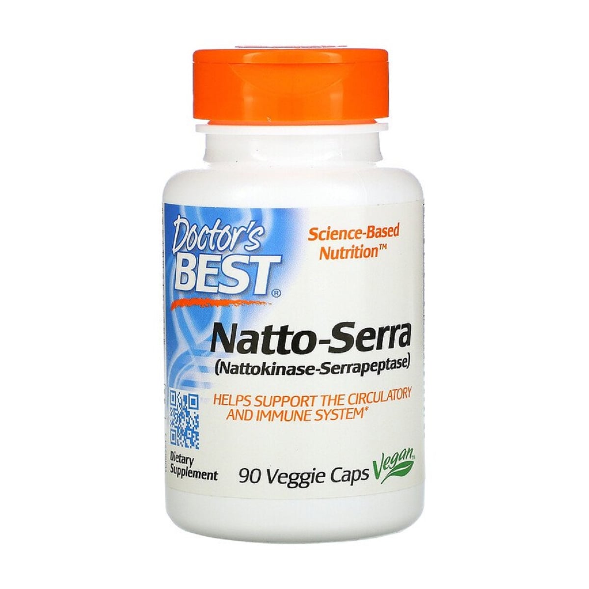 Наттокіназа та серрапептаза Doctor's Best Natto-Serra, 90 вегетаріанських капсул