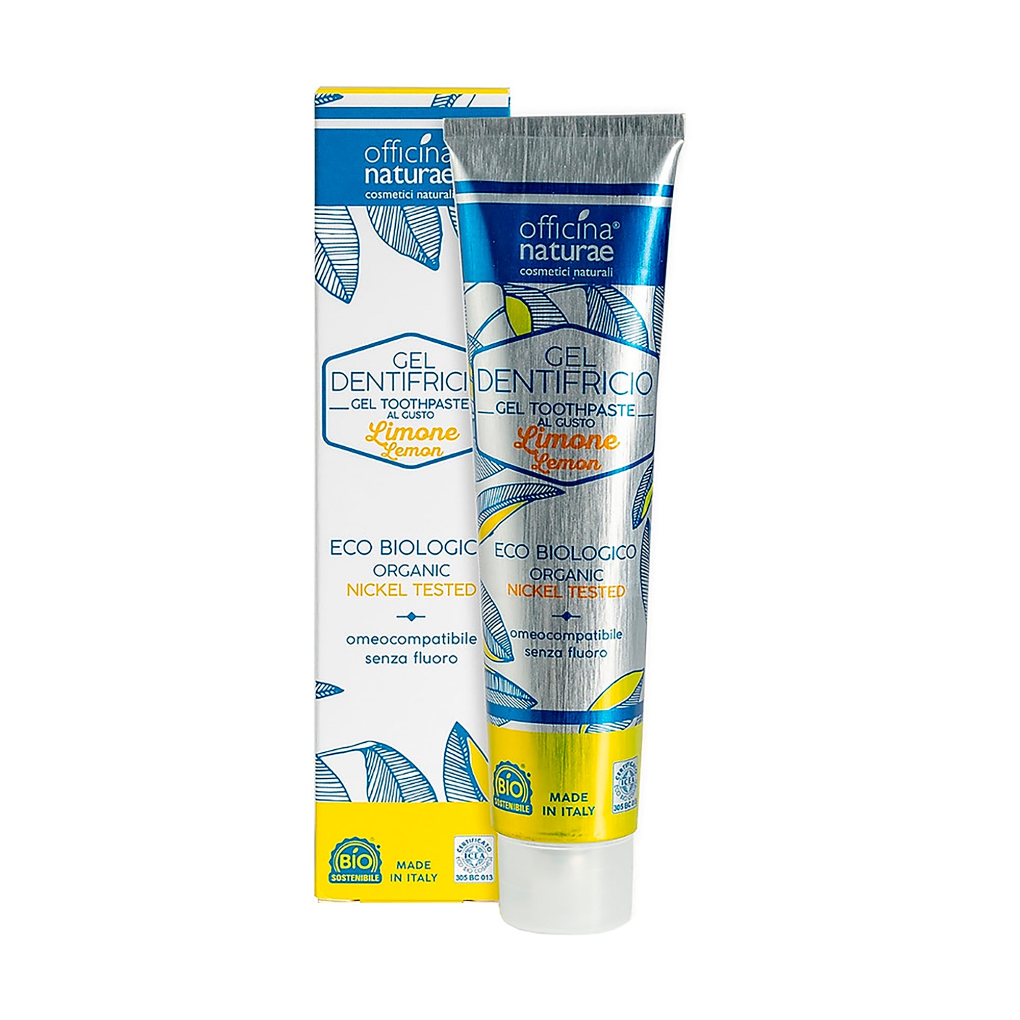Натуральна гелева зубна паста Officina Naturae Mint Gel Toothpaste зі смаком лимону, алюмінієва упаковка, 75 мл