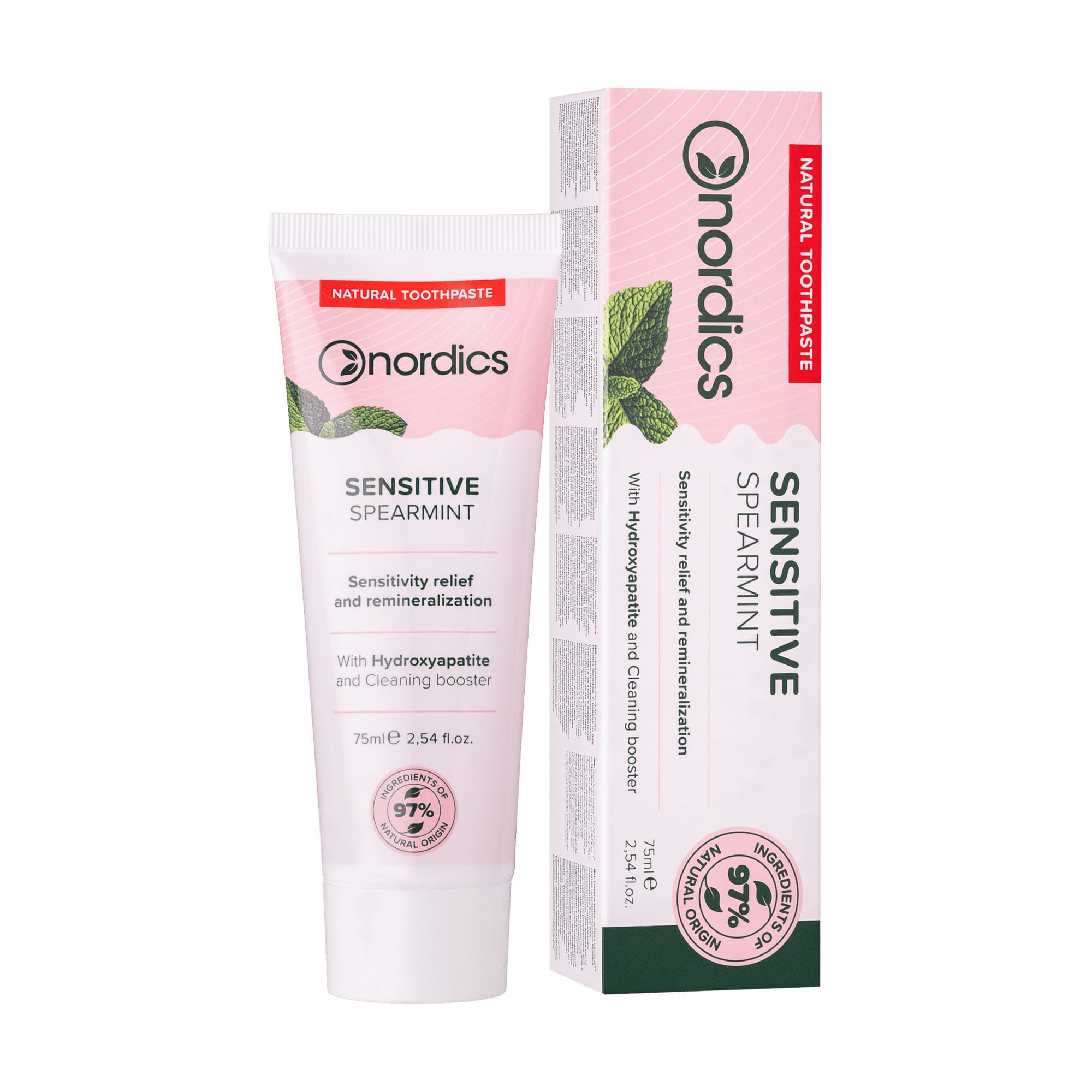 Натуральна ремінералізувальна зубна паста Nordics Cosmos Organic Sensitive для чутливих ясен, з рідкою емаллю, 75 мл