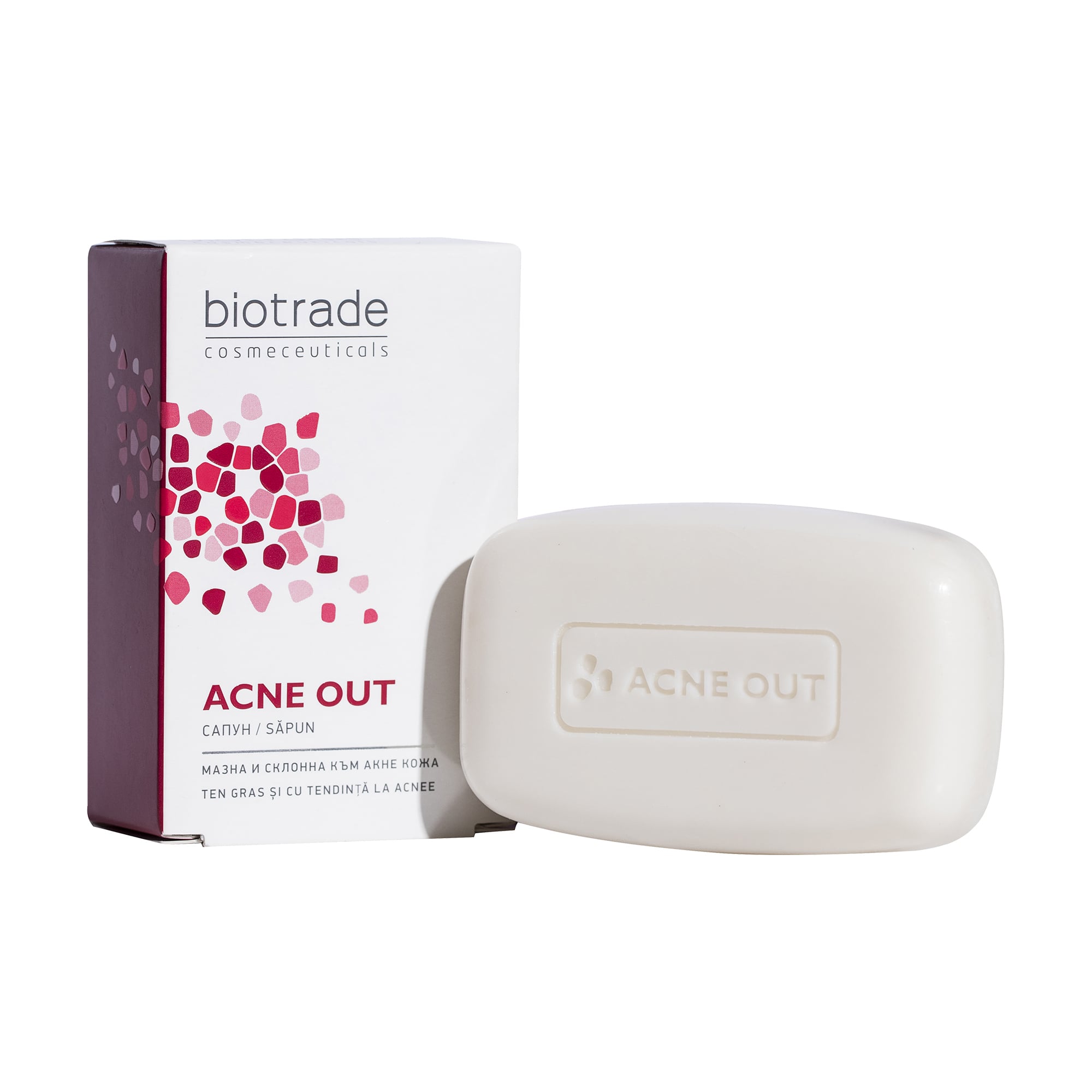 Натуральне мило для обличчя та тіла Biotrade Acne Out для жирної та проблемної шкіри, 100 г